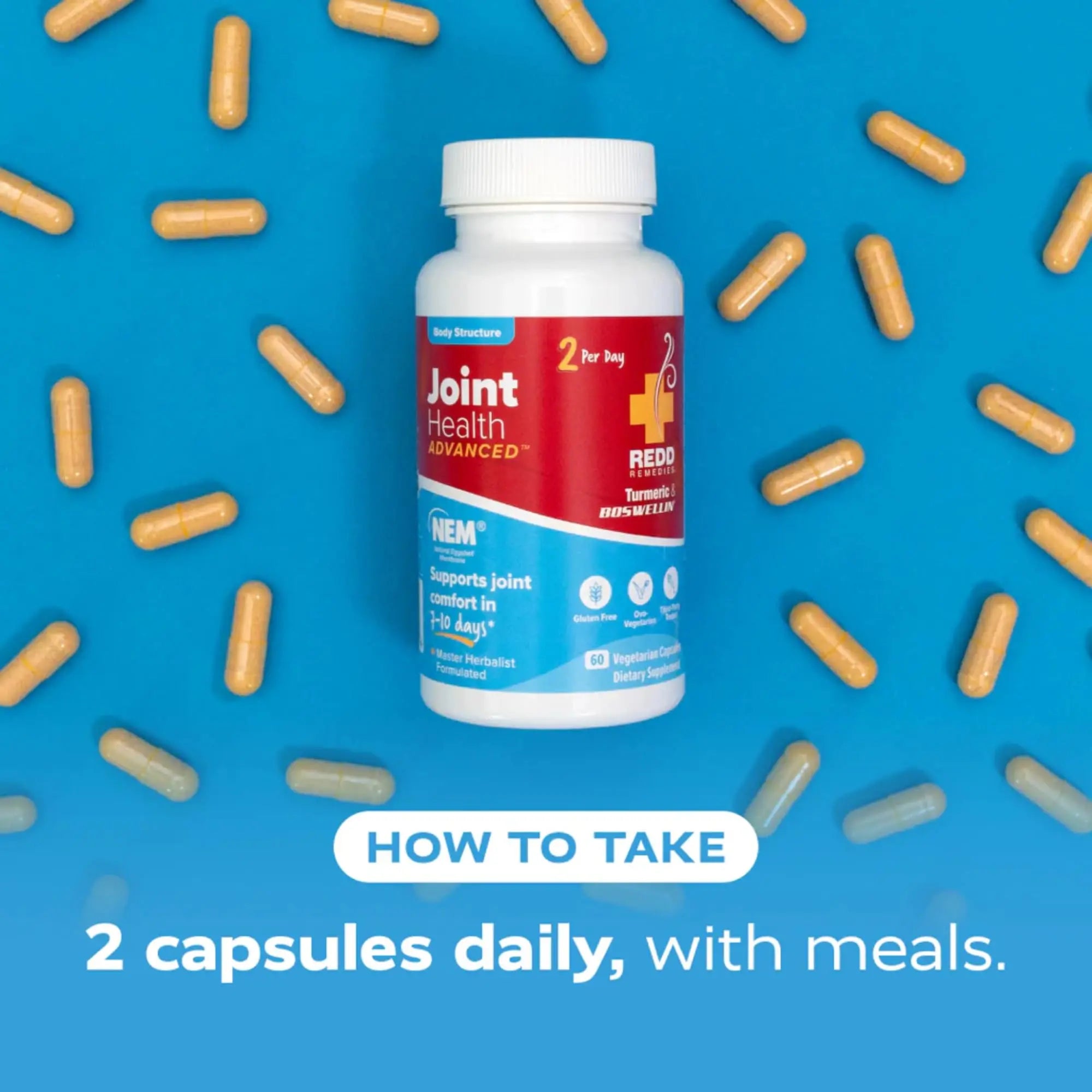 Redd Remedies, Joint Health Advanced, Helps Strengthen Connective Tissue and Cartilage, Fast-Acting Comfort with Boswellia Serrata and Turmeric, 60 Vegetarian Capsules Redd Remedies uk supplements