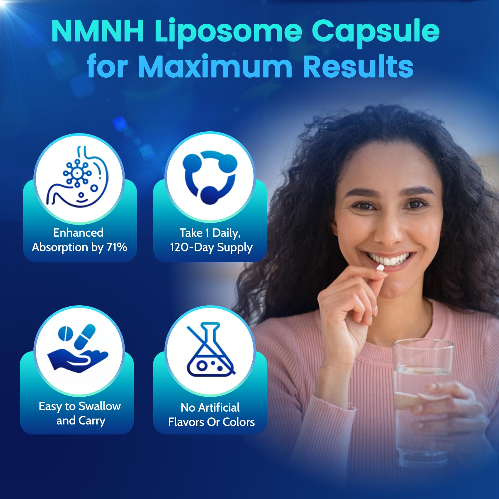 Pure NMNH(NMN Supplement Alternative)(Dihydronicotinamide Mononucleotide)for Women with Skin Aging 600mg: NAD Supplement for Anti-Aging Breakthrough - Boost NAD+ levels Liposome Capsules 120 Servings HEALGUT uk supplements