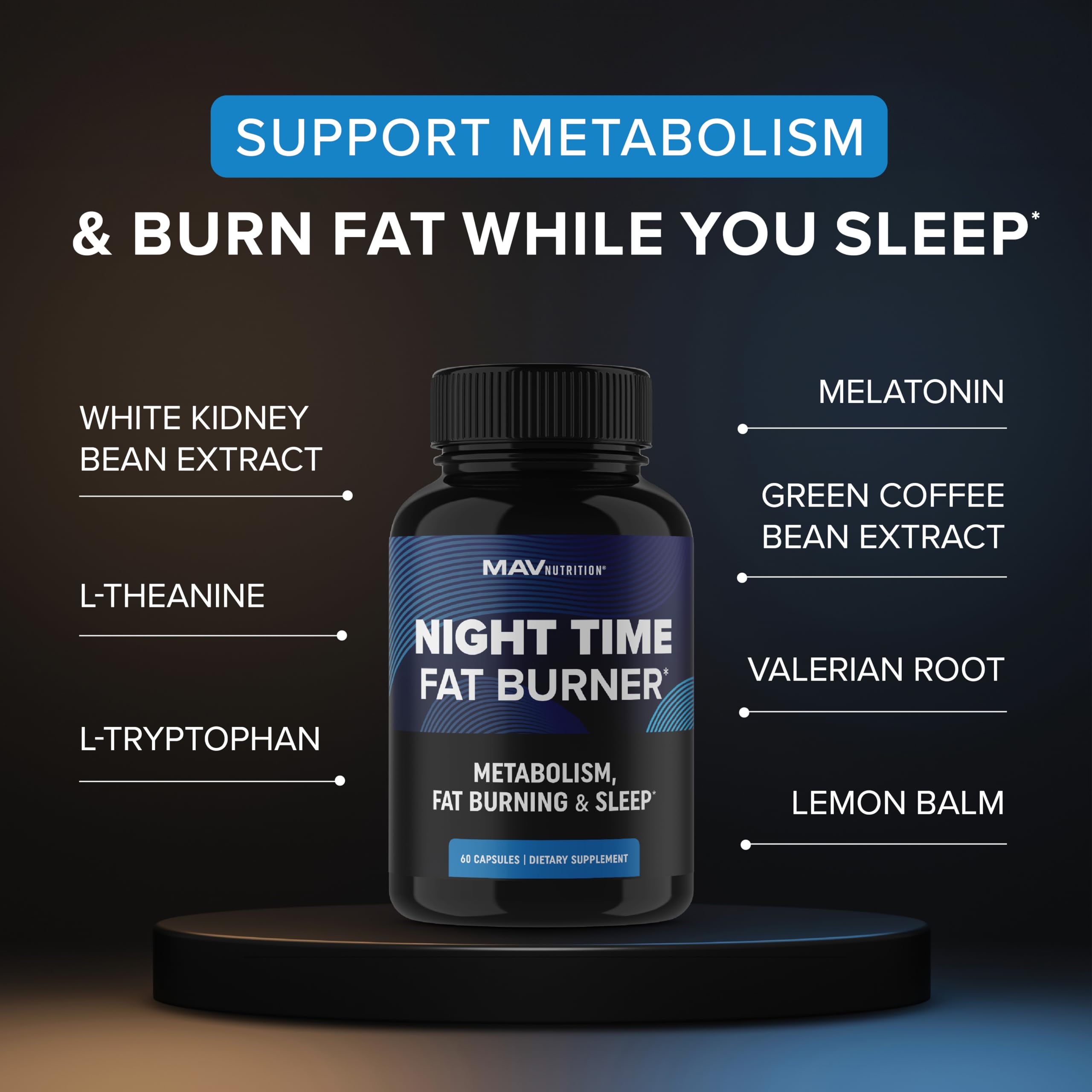 Night Time Fat Burner | Weight Loss Support for Women | Appetite Suppressant, Carb Block MAV NUTRITION uk supplements