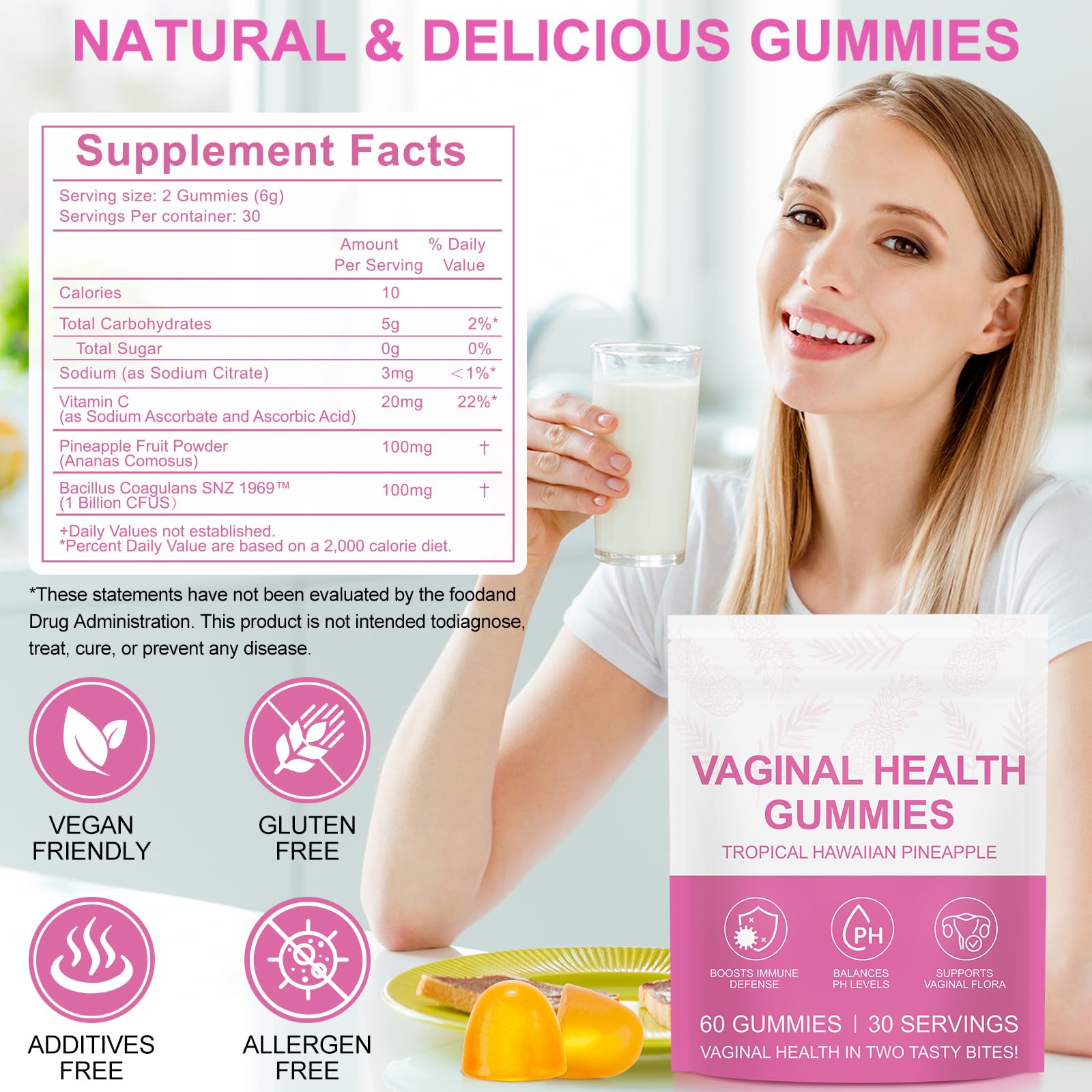 Vital Source Feminine Gummies - Feminine Balance Gummies for Women ph Natrual Famale Balance Cummie - Collagen Gummie - Pineapple PH Balance Gummie for Women Support Women’s Health - 60PCS Tooffi uk supplements
