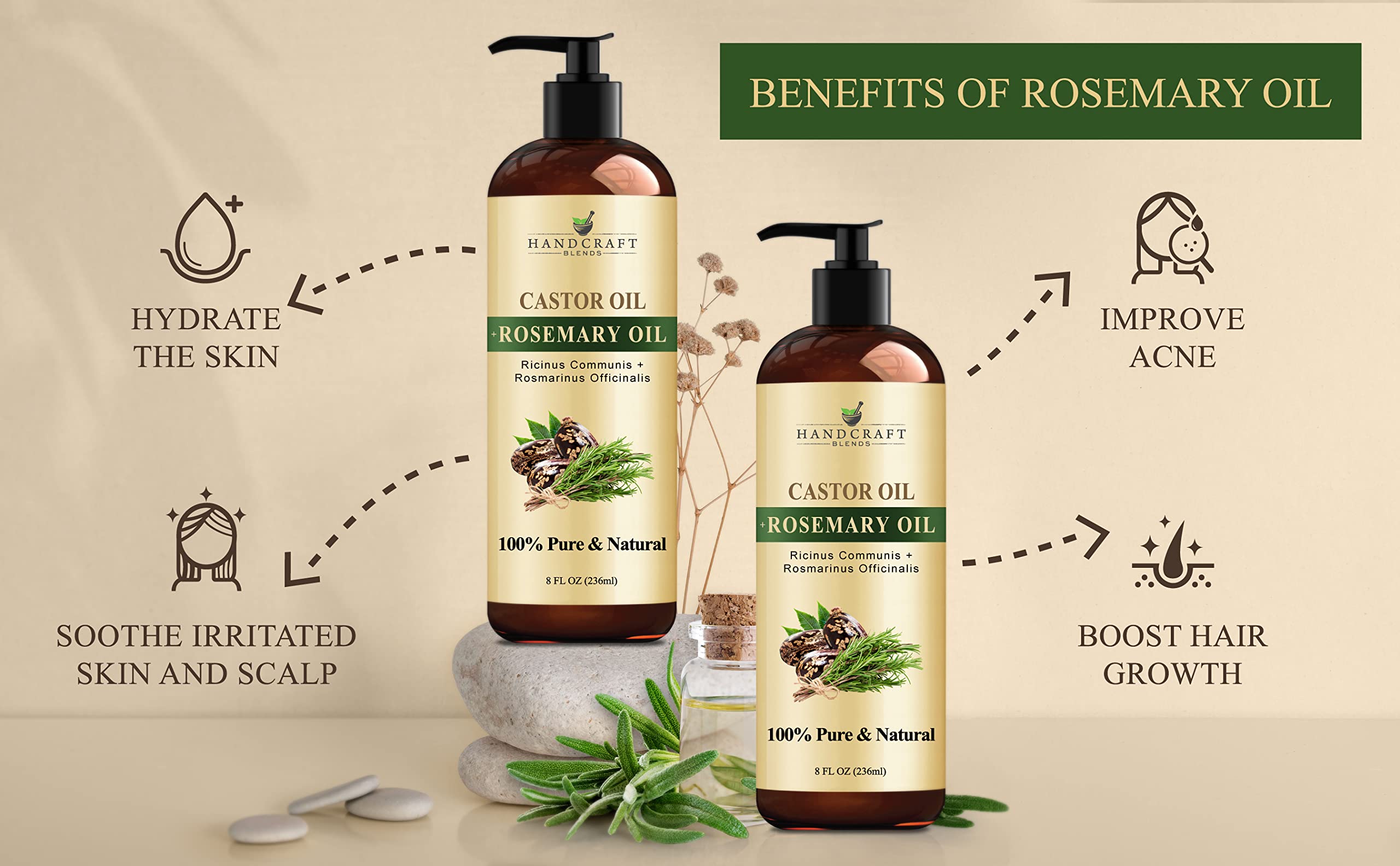 Handcraft Blends Castor Oil with Rosemary Oil for Hair Growth, Eyelashes, Eyebrows Handcraft Blends uk supplements