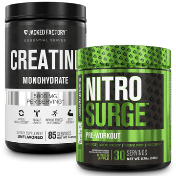 Nitrosurge Pre-Workout in Green Apple & Creatine Monohydrate for Men & Women Jacked Factory uk supplements