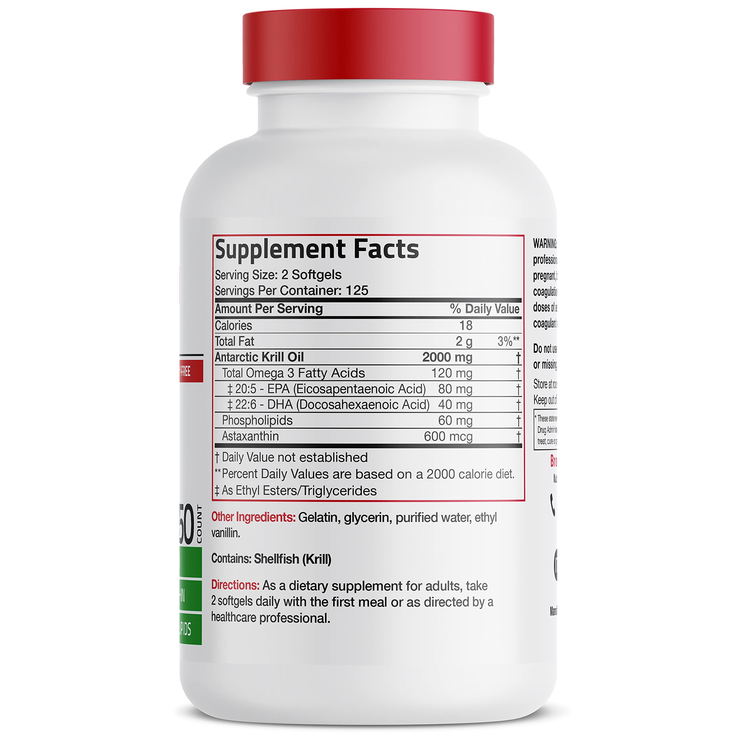 Bronson Antarctic Krill Oil 2000 mg with Omega-3s EPA, DHA, Astaxanthin and Phospholipi Bronson uk supplements