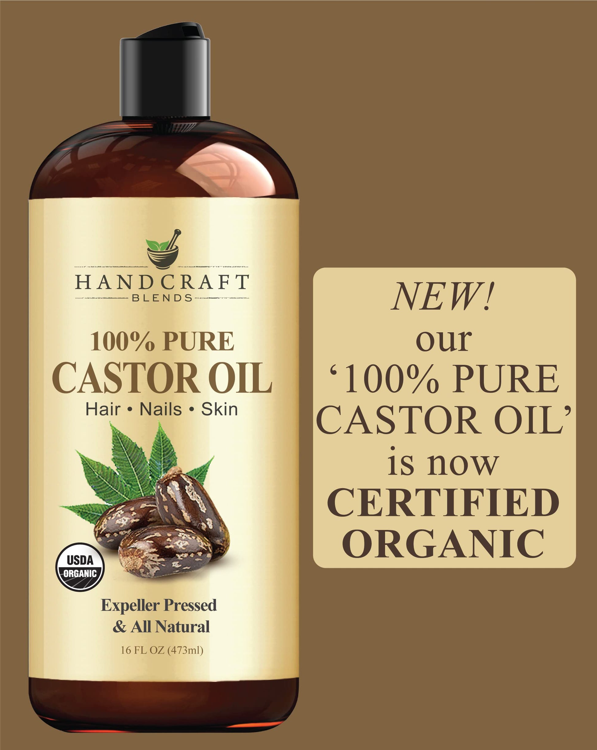 Handcraft Blends Organic Castor Oil for Hair Growth, Eyelashes and Eyebrows - 100% Pure Handcraft Blends uk supplements