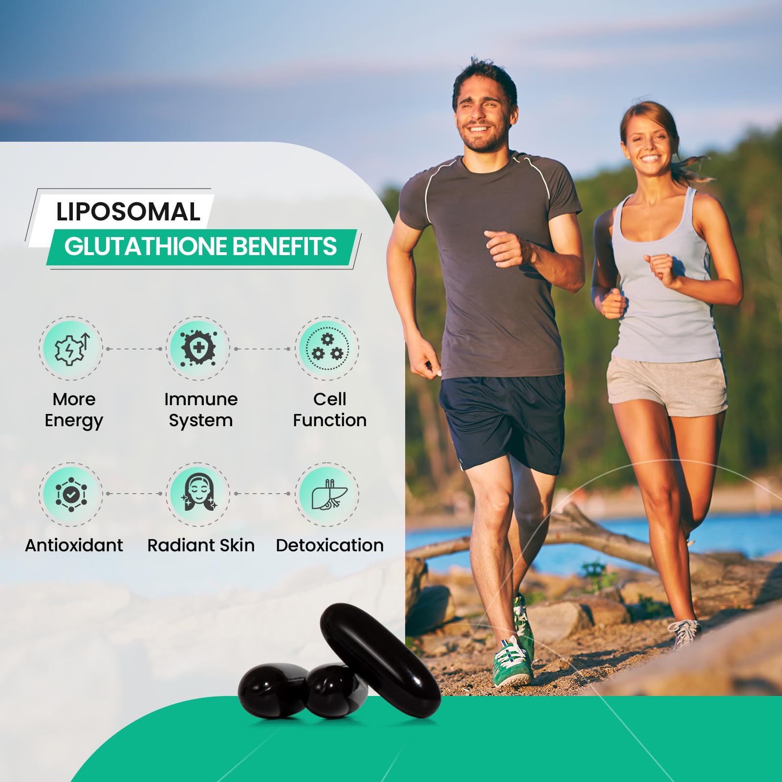 inGreens 2800 MG Liposomal Glutathione Supplement, Detoxifying & Immune, Aging Defense, Energy, Glutathione Unique Formulation Reduced inGreens uk supplements