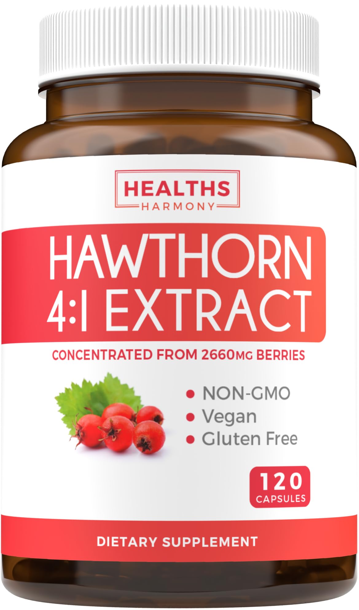 Hawthorn Berry Capsules - 4 Month Supply Digestion & Heart Health Supplement Healths Harmony uk supplements