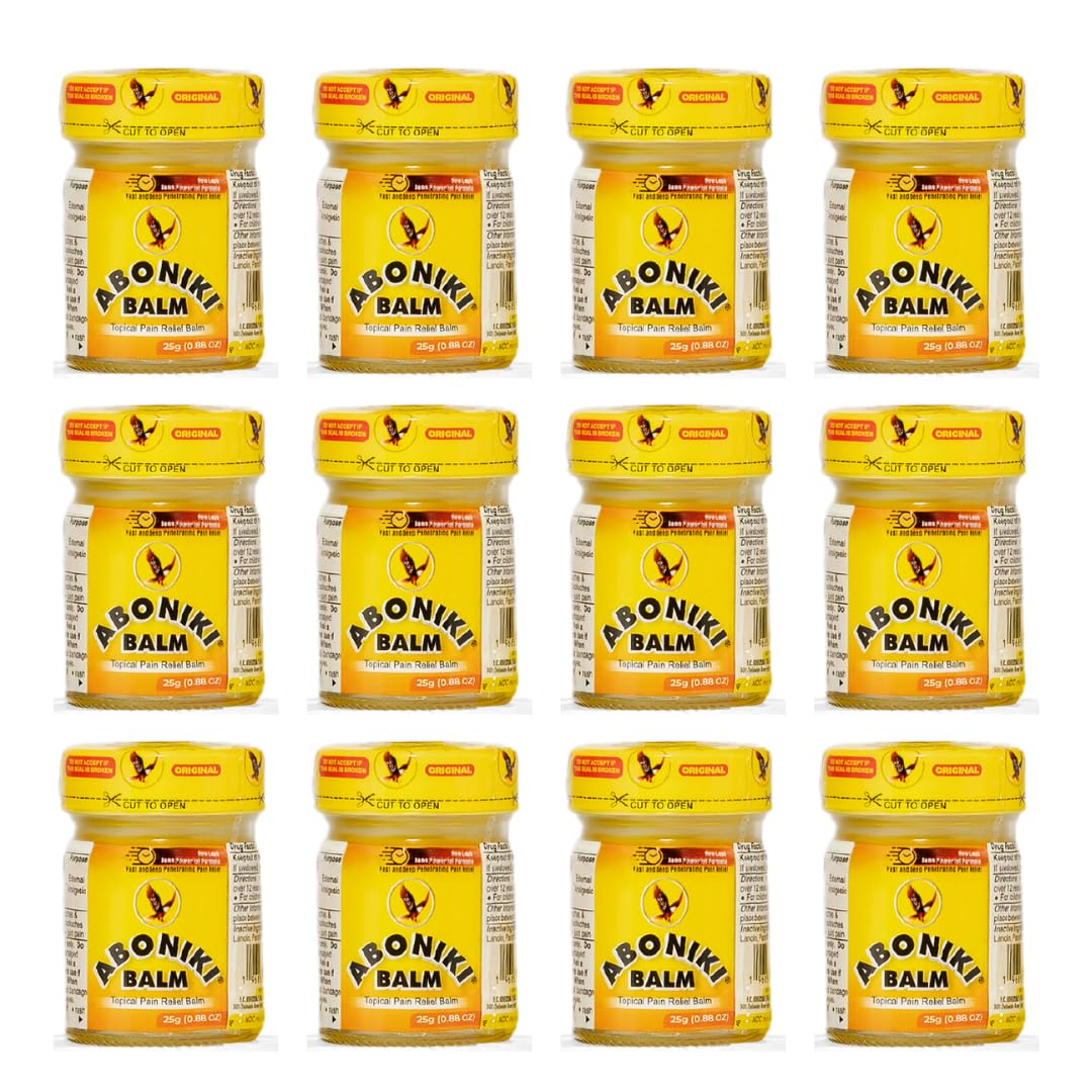 Aboniki Powerful Topical Pain Relief Balm with Natural Ingredients | Fast-Acting Soothing Relief for Joints & Muscle Pain, Soreness, Cramps | Long Lasting Full Body Rub (12 Plastic Jars) Aboniki uk supplements