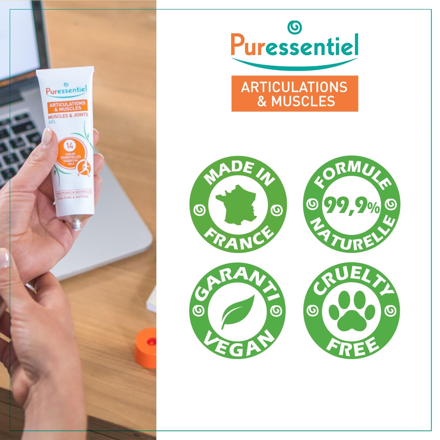 Puressentiel Muscles and Joints Gel - Soothing Gel for Muscle Relief and Knee Relief - Cooling Gel for Foot Relief - Back Gel - 2.02 oz Puressentiel uk supplements