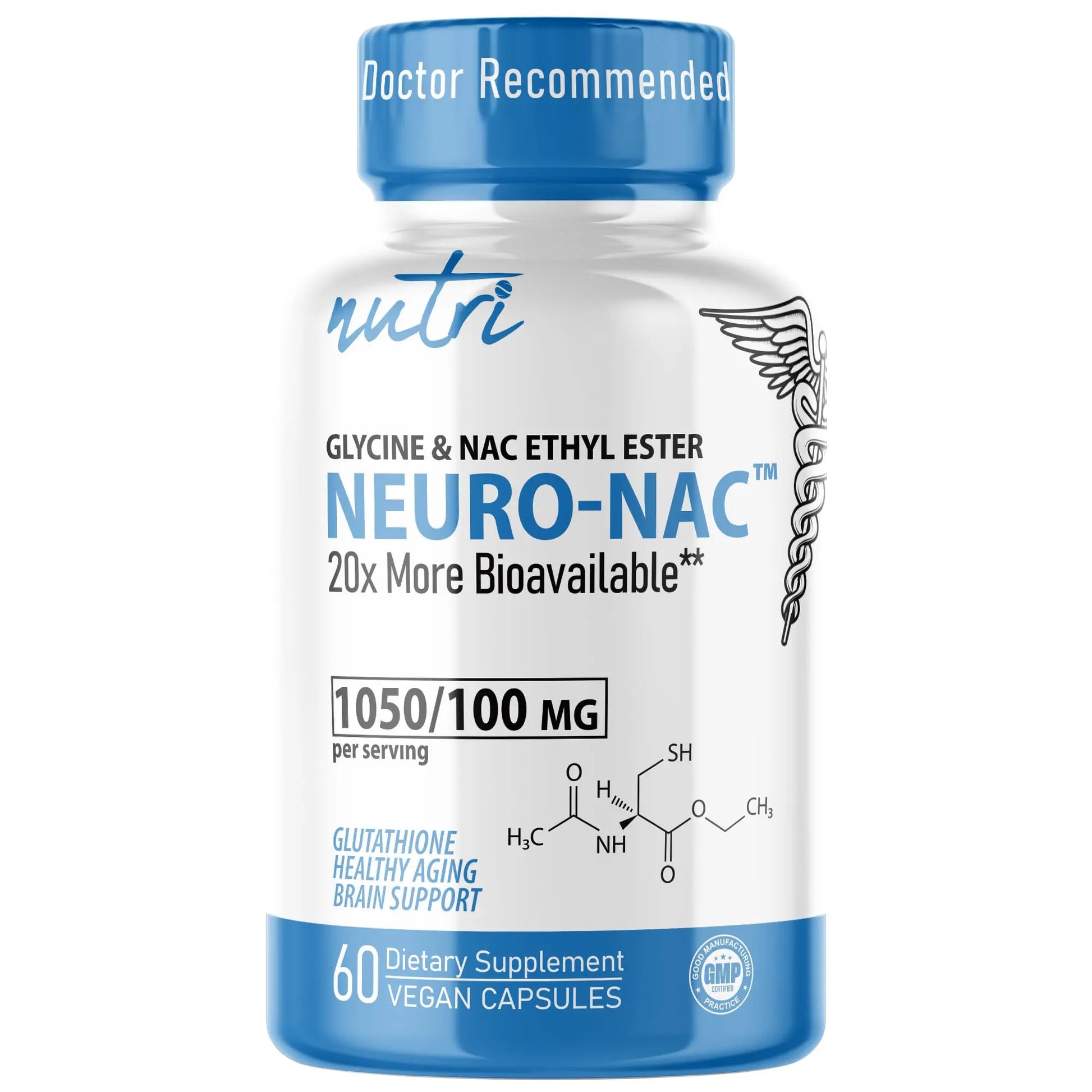 Neuro NAC Supplement N-Acetyl Cysteine Ethyl Ester - 20x More Bioavailable Than NAC 600 mg - Boost Glutathione 10x More Than Liposomal Glutathione Nature's Fusions uk supplements
