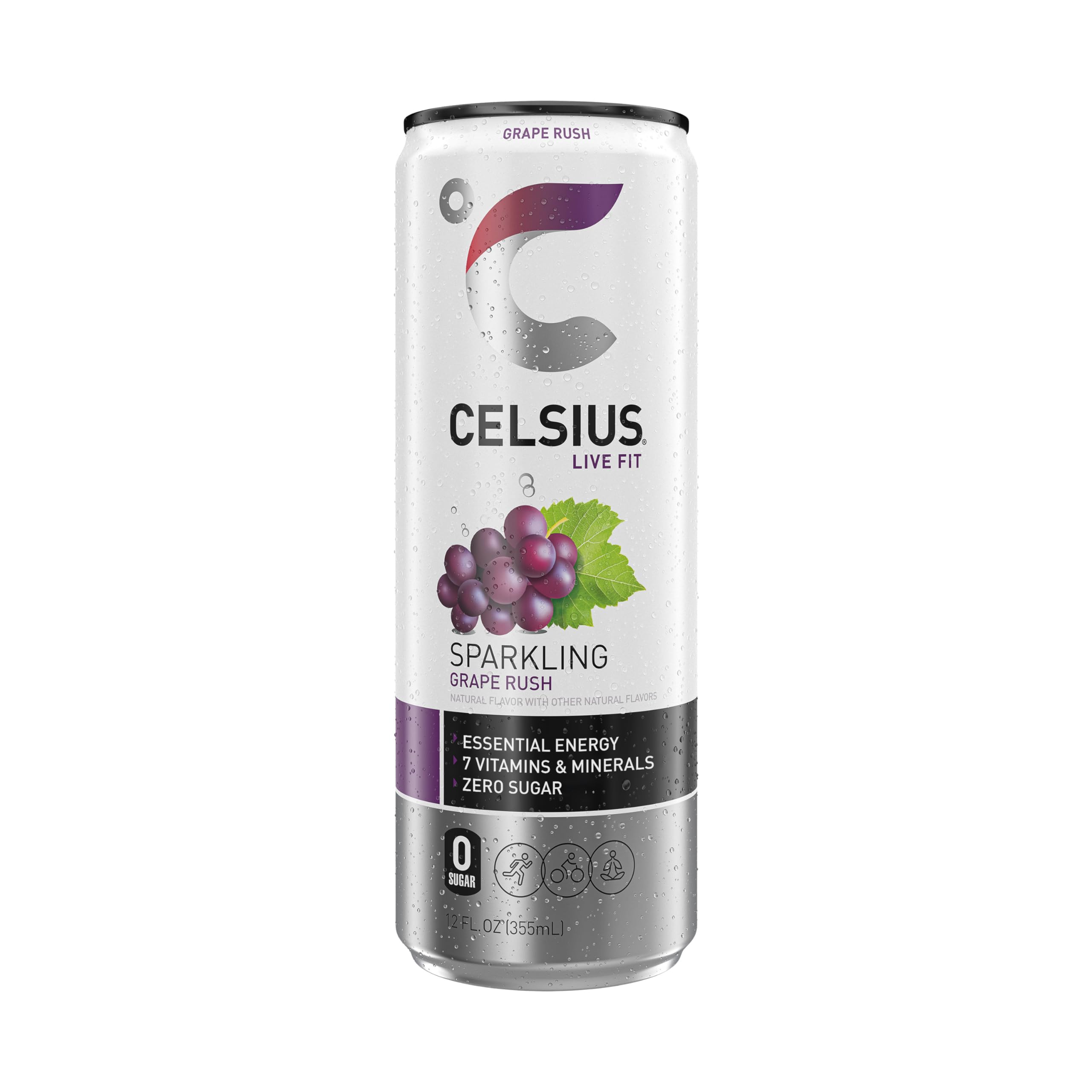 CELSIUS Sparkling Grape Rush, Functional Essential Energy Drink 12 Fl Oz (Pack of 12) CELSIUS uk supplements