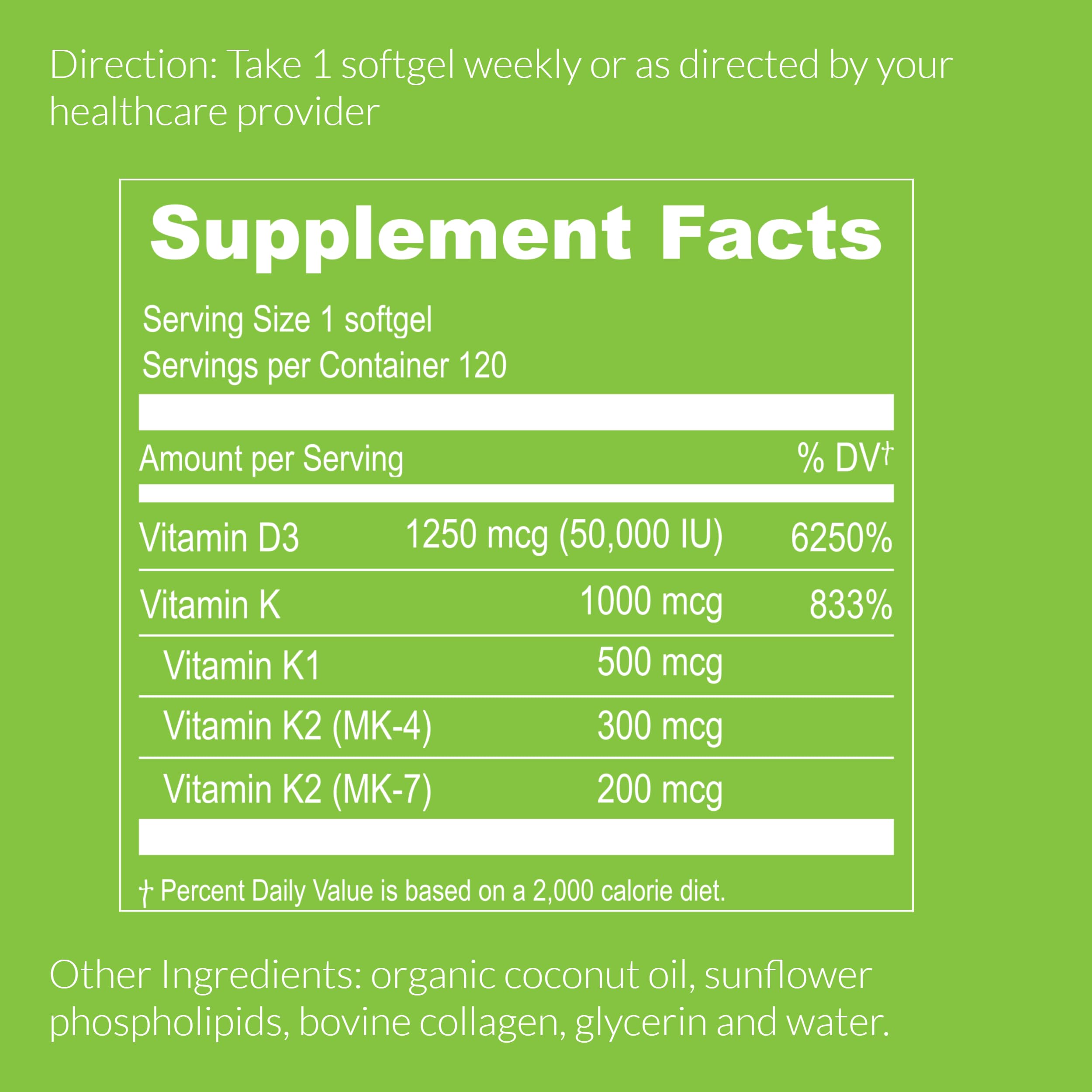 UpNourish Liposomal Vitamin D3 50000 IU (Vitamina D3 de 50000) with 1000 mcg Vitamin K, High Dose Vitamin D3 K2, Vitamin D 50000 IU with K1, K2 MK-4 and MK-7, 120 Mini Softgels UpNourish uk supplements