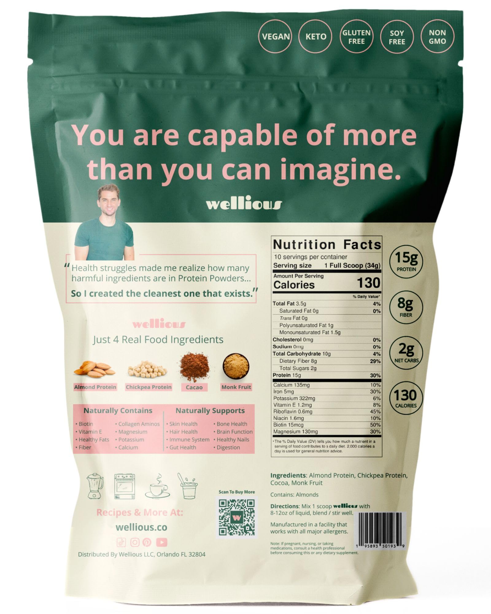 wellious – Clean Vegan Protein Powder – for Gut Health, Plant Based, Keto Friendly, No Sodium wellious uk supplements