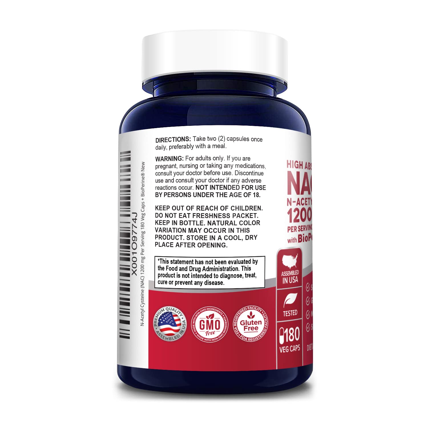 NusaPure N-Acetyl Cysteine (NAC) 1200mg 180 Veggie Caps (Vegetarian, Non-GMO, Gluten Free) Bioperine NusaPure uk supplements