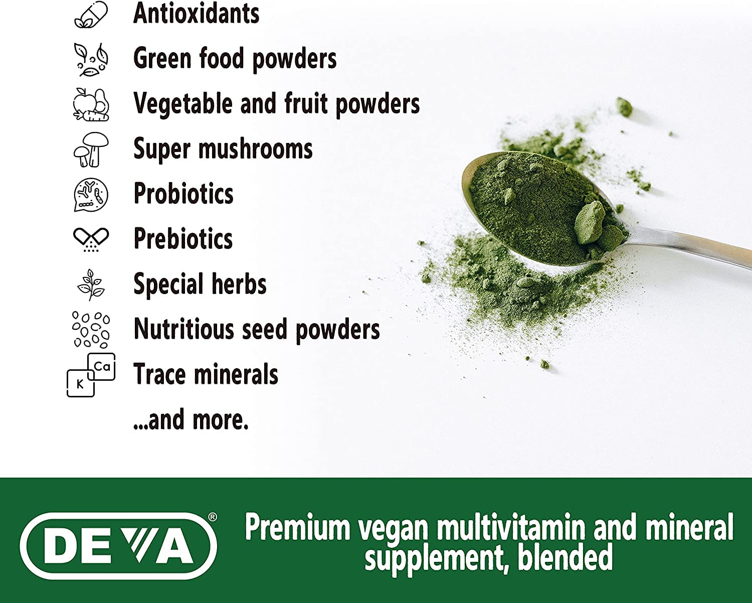 DEVA Tuba Prime Vegan Multivitamin Iron-Free High-Potency Vitamin & Mineral Dietary Supplement Antioxidants, Fruit & Veg Blend, Super Mushrooms, Probiotics, Prebiotics, Seeds, Herbs 90 Tabs 2-Pack DEVA uk supplements