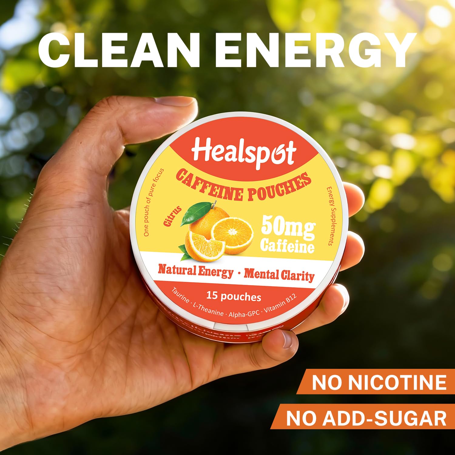 Healspot Nootropic Caffeine Pouches, Energy Pouches with 50mg Caffeine | Taurine | Vitamin B12 | Alpha-GPC | L-Theanine, Focus and Energy Supplements Variety Packs 5 Flavors Healspot uk supplements