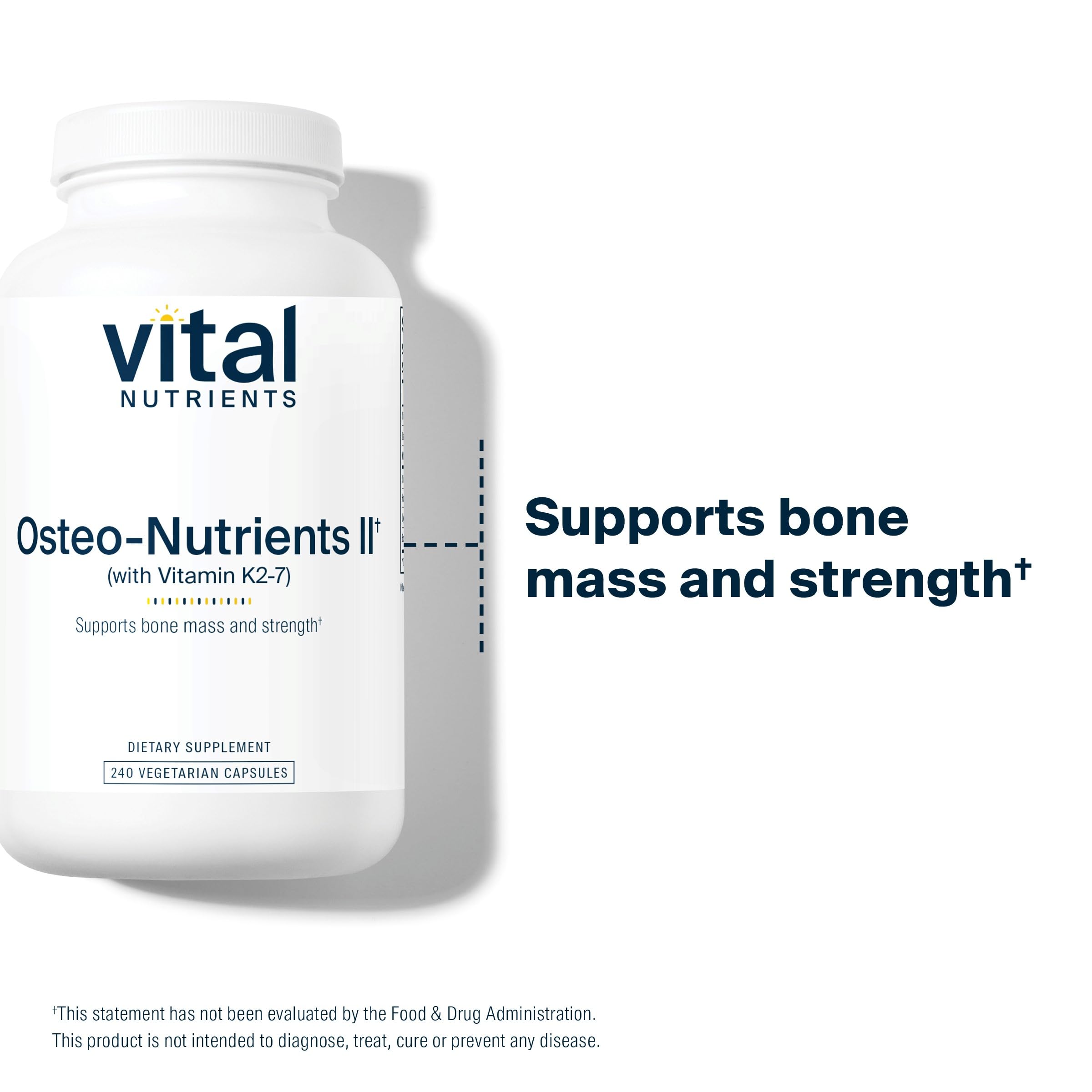 Vital Nutrients Osteo-Nutrients II - Vitamin K2 + D3, Calcium, Boron, and Magnesium for Bone Strength* - Healthy Heart Support - Vegetarian Supplement - Gluten, Dairy, Soy Free - 240 Capsules Vital Nutrients uk supplements