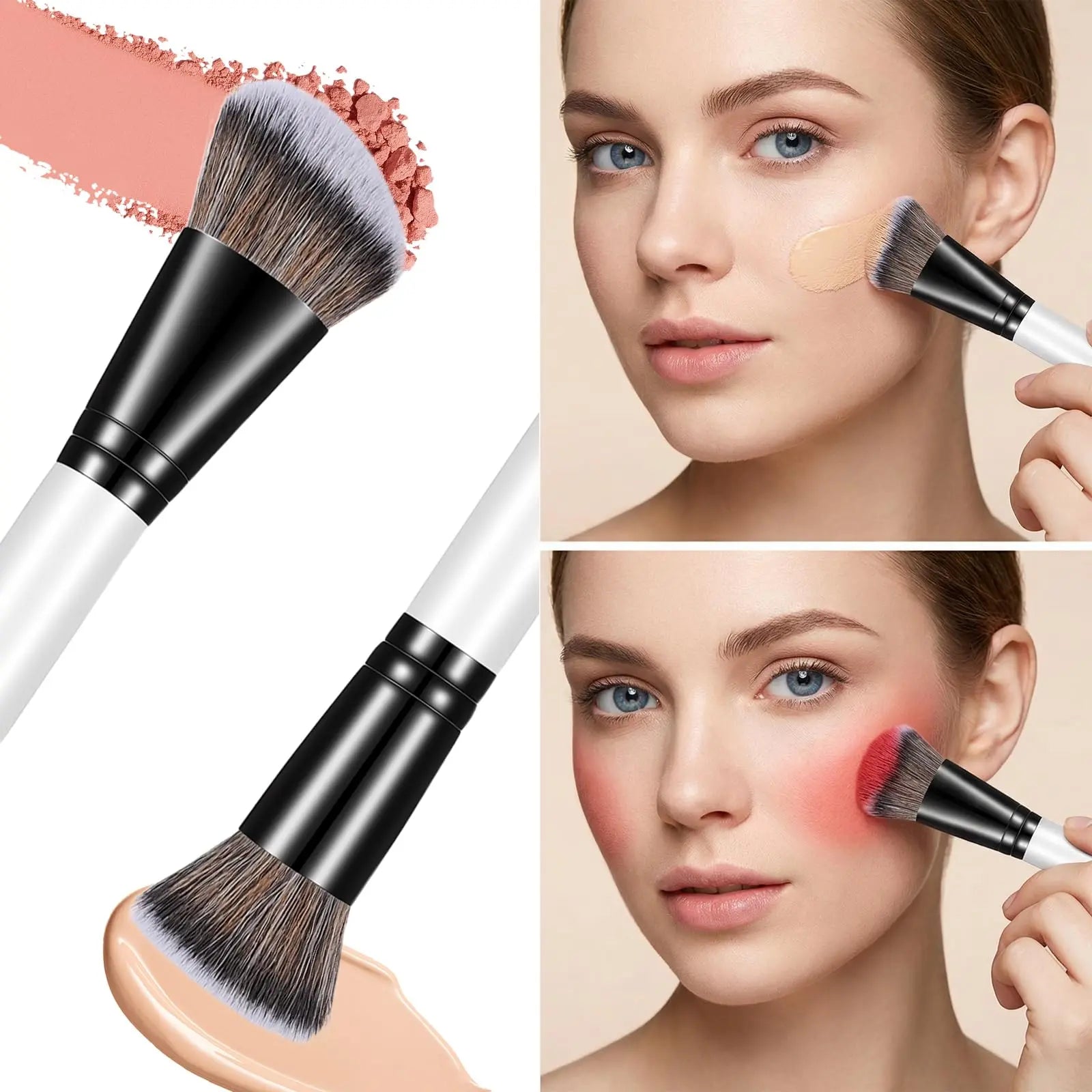 KFHENSOM 4PCS Foundation Contour Conceal Brush Set Dual-Ended Makeup Brushes Set Professional Powder Blush Concealer Eyeshadow Kabuki Foundation Brush Kit for Liquid Loose Powder Cream KFHENSOMR uk supplements
