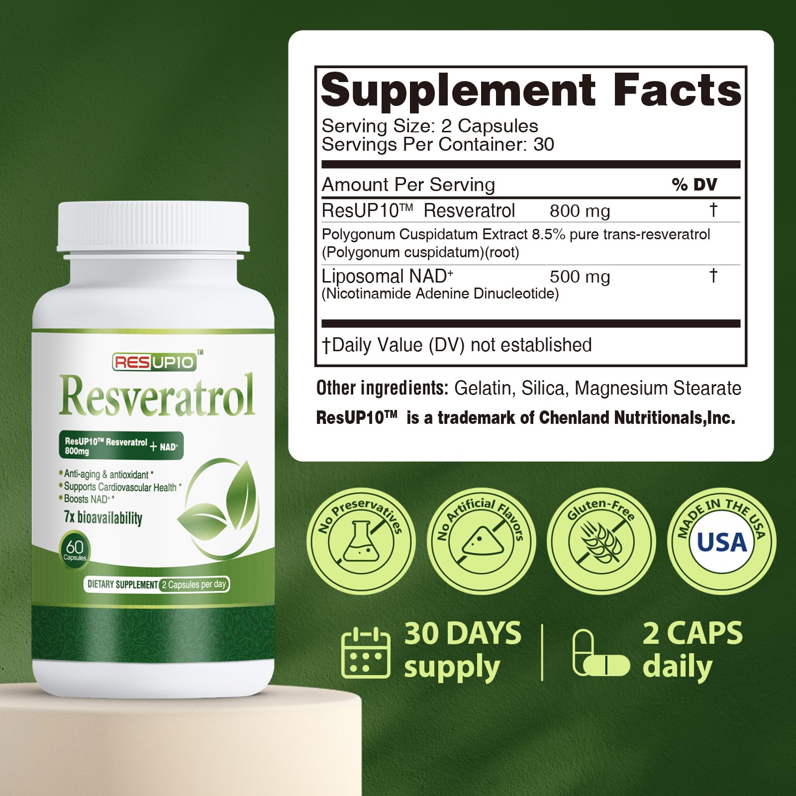 PureBotan Liposomal NAD+ Resveratrol Supplement 1300mg, High Bioavailable Trans Resveratrol ResUP10, with Extra Strength NAD Plus, Support Aging, Cardiovascular Health and Cellular Energy, 60 Capsules PureBotan uk supplements
