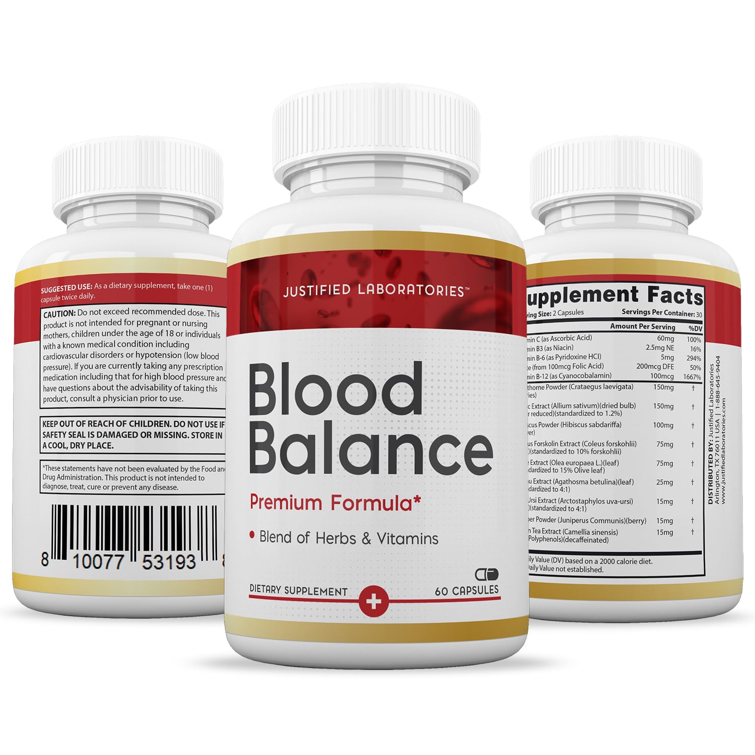 (2 Pack) Blood Balance Advanced Formula 688MG Supplement Pills 120 Capsules Justified Laboratories uk supplements
