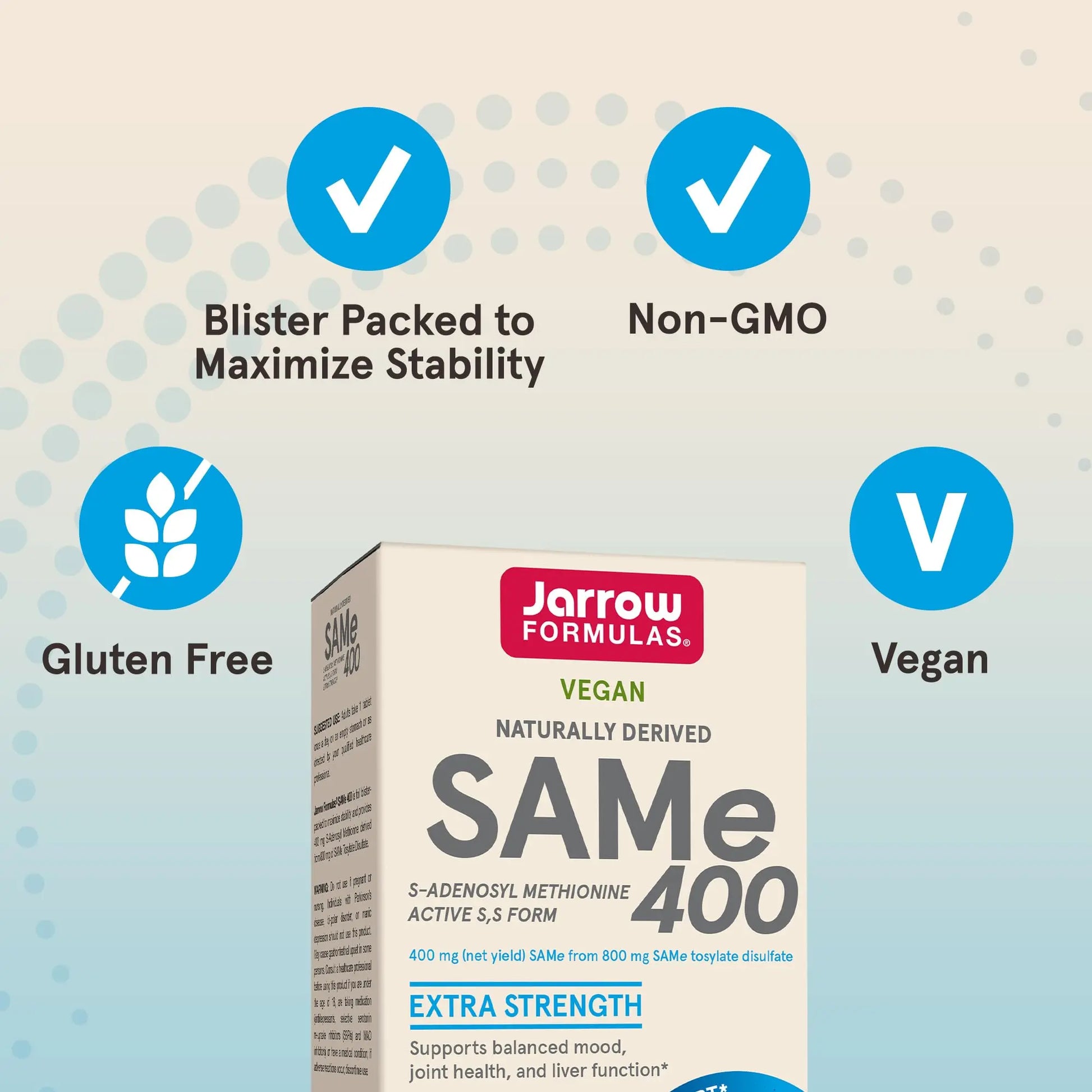 Jarrow Formulas SAMe Supplement 400 mg - 60 Tablets - High Concentration of Active S,S Form - Supports Joint Health, Liver Function, Brain Metabolism, Balanced Mood & Antioxidant Defense - 60 Servings Jarrow Formulas uk supplements