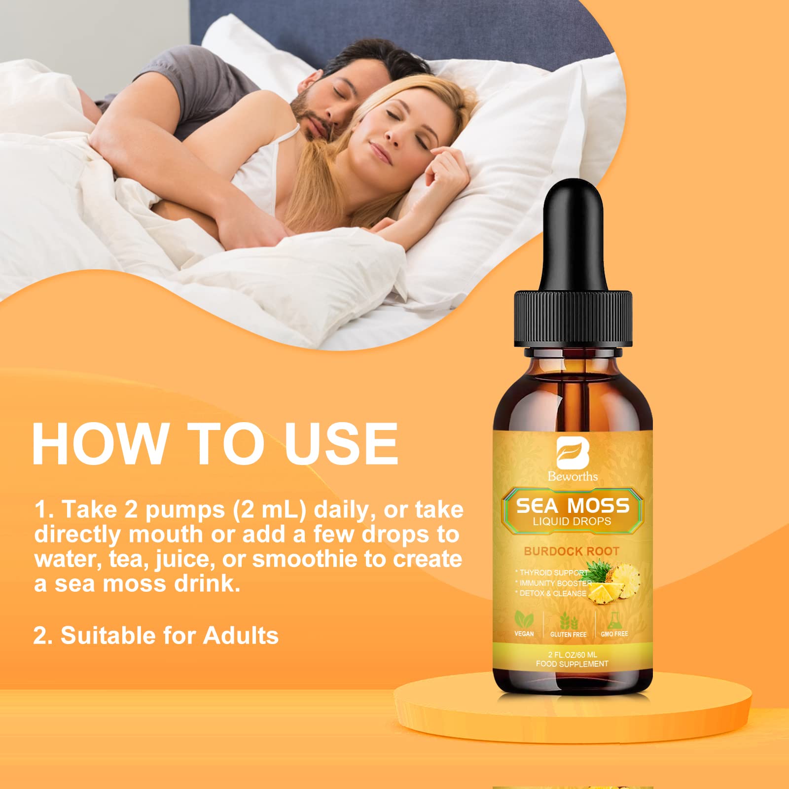 B BEWORTHS Sea Moss Liquid Drops - Organic Irish Sea Moss Gel with Burdock Root B BEWORTHS uk supplements