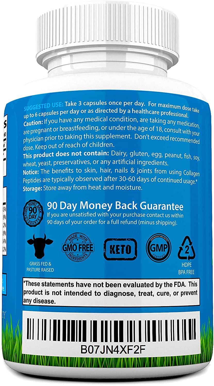 Root Vitality Collagen Peptides Capsules - Grass-Fed, Pasture-Raised Hydrolyzed Protein Supplement for Skin, Hair, & Nails - Non-GMO, Zero Sugar Daily Pills for Men & Women (180 Capsules) Root Vitality uk supplements