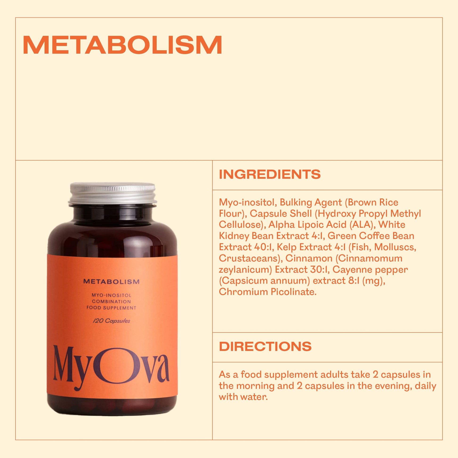 MyOva Metabolism PCOS Supplement - 120 capsules, 30-Day Supply - 2000mg MyOva uk supplements