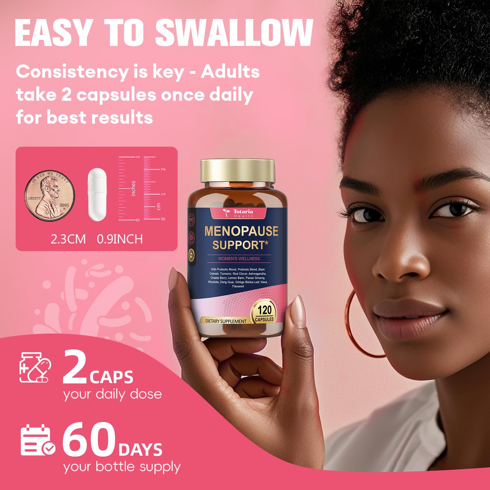 40-in-1 Menopause Supplements for Women, Multibenefit & Complete Black Cohosh for Hot Flashes, Night Sweats & Hormone Balance, w/ Probiotics, DIM, Vitex, Dong Quai, Red Clover and More, 120 Vegan Caps Totaria uk supplements