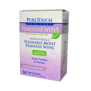 PURETOUCH Skin Care Wipes,Feminine,FLUSHABLE, 24 CT Pure Touch Skin care uk supplements