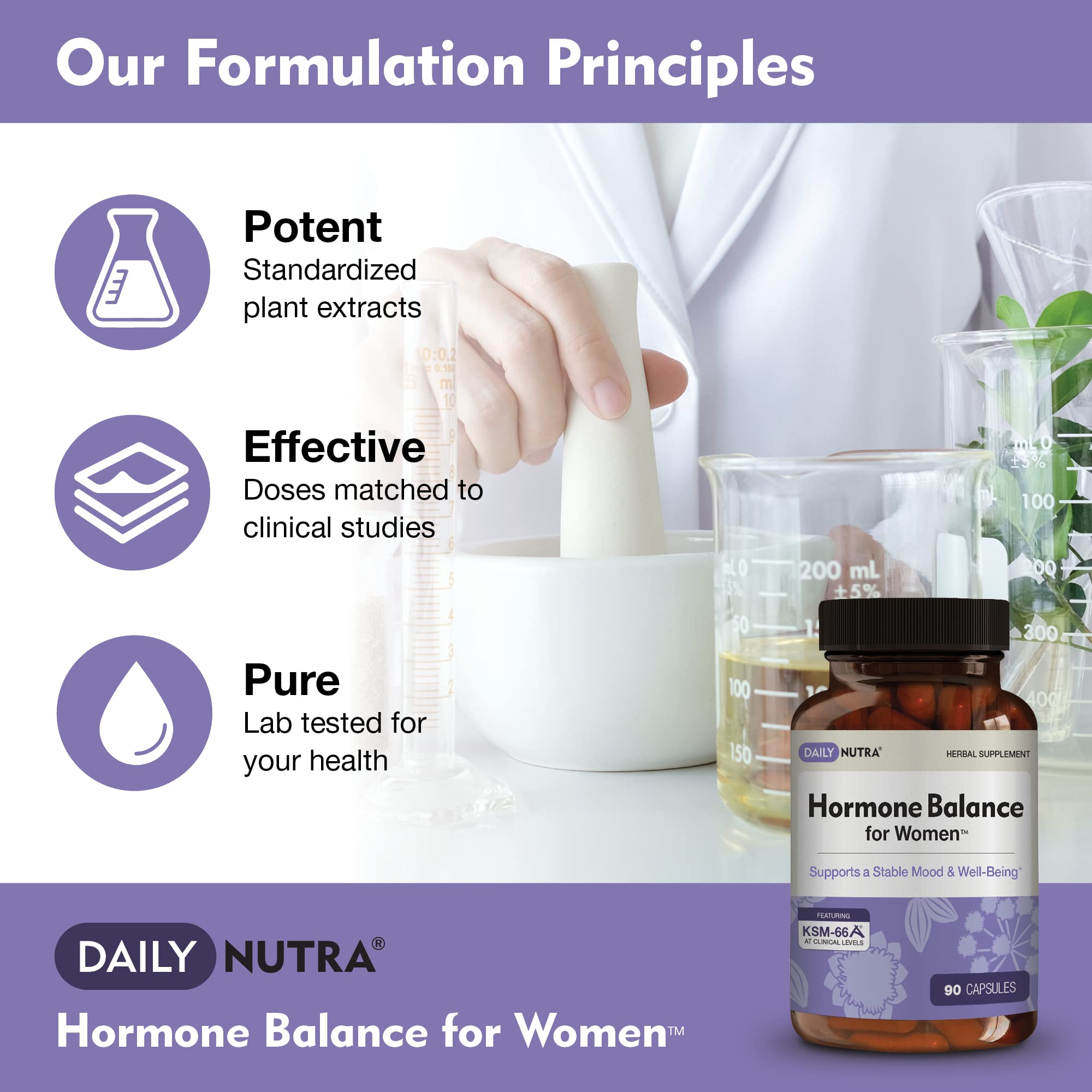 Hormone Balance for Women - Natural Mood Supplement - PMS Relief and Menopause Support | Featuring Clinically Studied KSM-66 Ashwagandha (90 Capsules) DailyNutra uk supplements