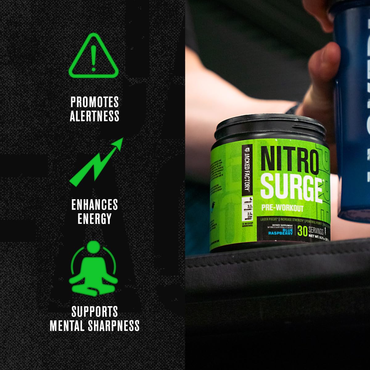 NITROSURGE Pre Workout Supplement - Endless Energy, Instant Strength Gains Jacked Factory uk supplements