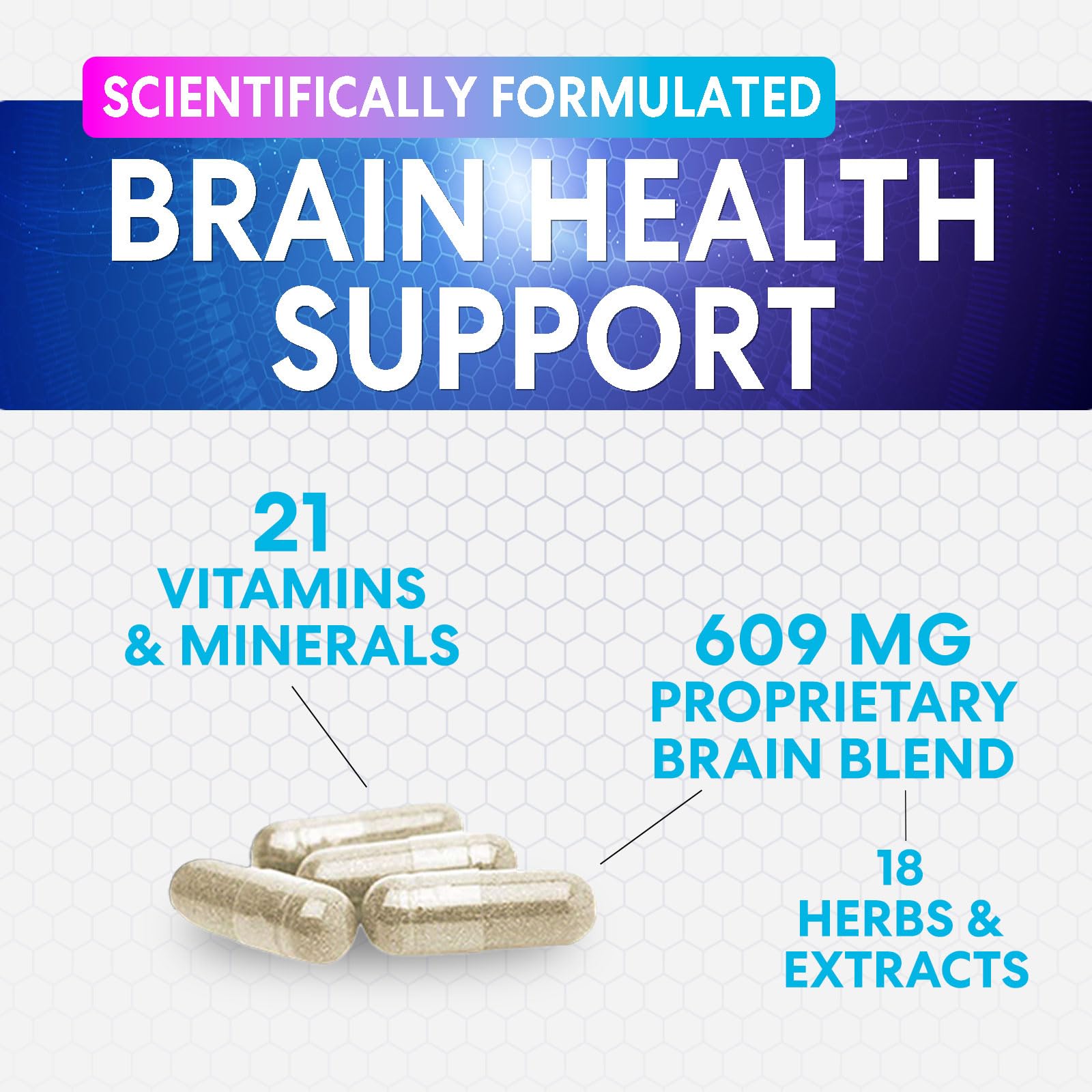 Brain Memory Supplement - 3X Strength Nootropics for Concentration, Clarity & Focus Support - Brain Health Cognitive Vitamins with Bacopa, Phosphatidylserine & DMAE, Brain Booster Pills, 60 Capsules Nature's Peak uk supplements