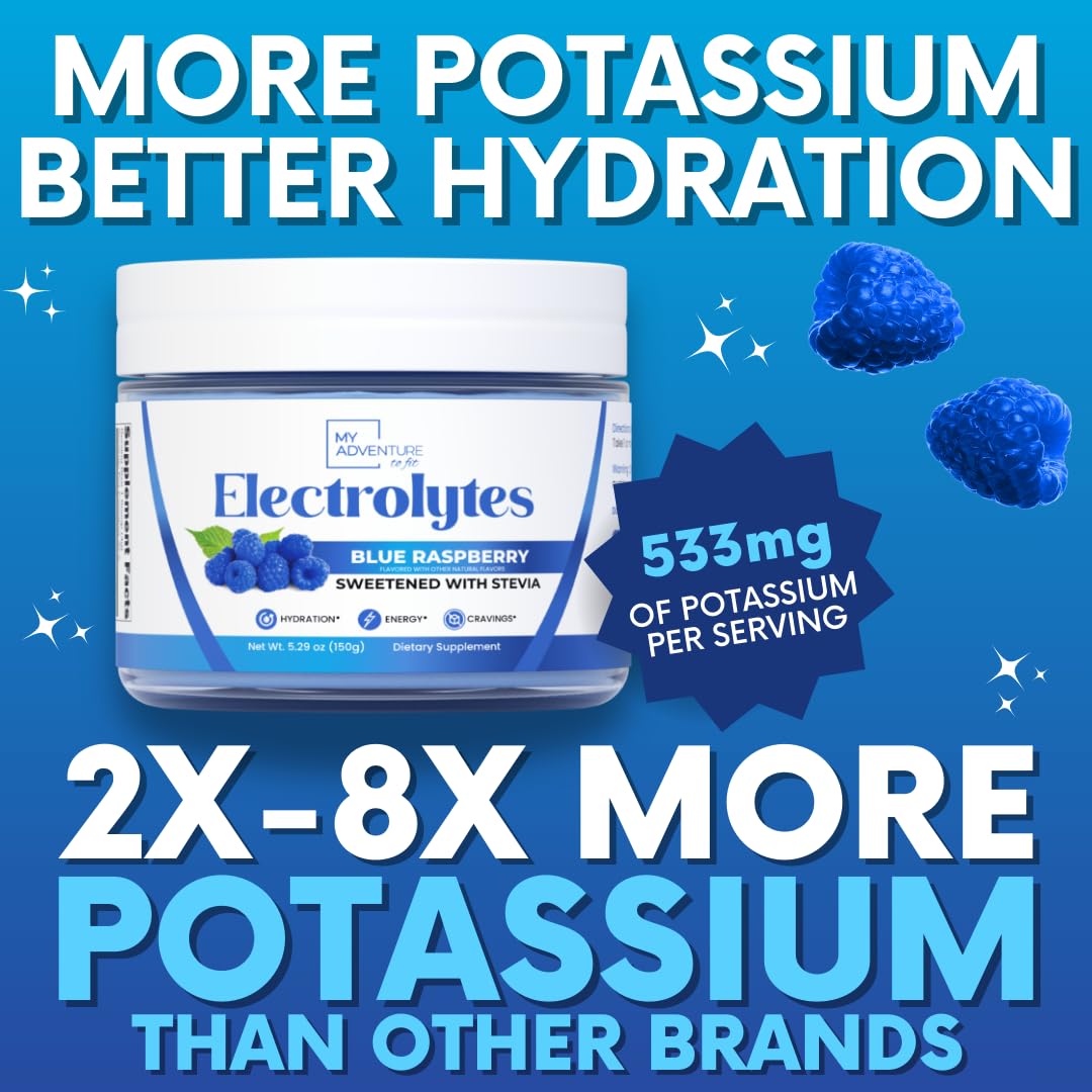 Zero Sugar - Blue Raspberry Electrolytes Powder - Refreshing Hydration - Caffeine Free Energy - All Natural Ingredients - Vegan, Keto and Paleo - Sugar Free Electrolyte Powder Drink Mix - 37 Servings My Adventure to Fit uk supplements