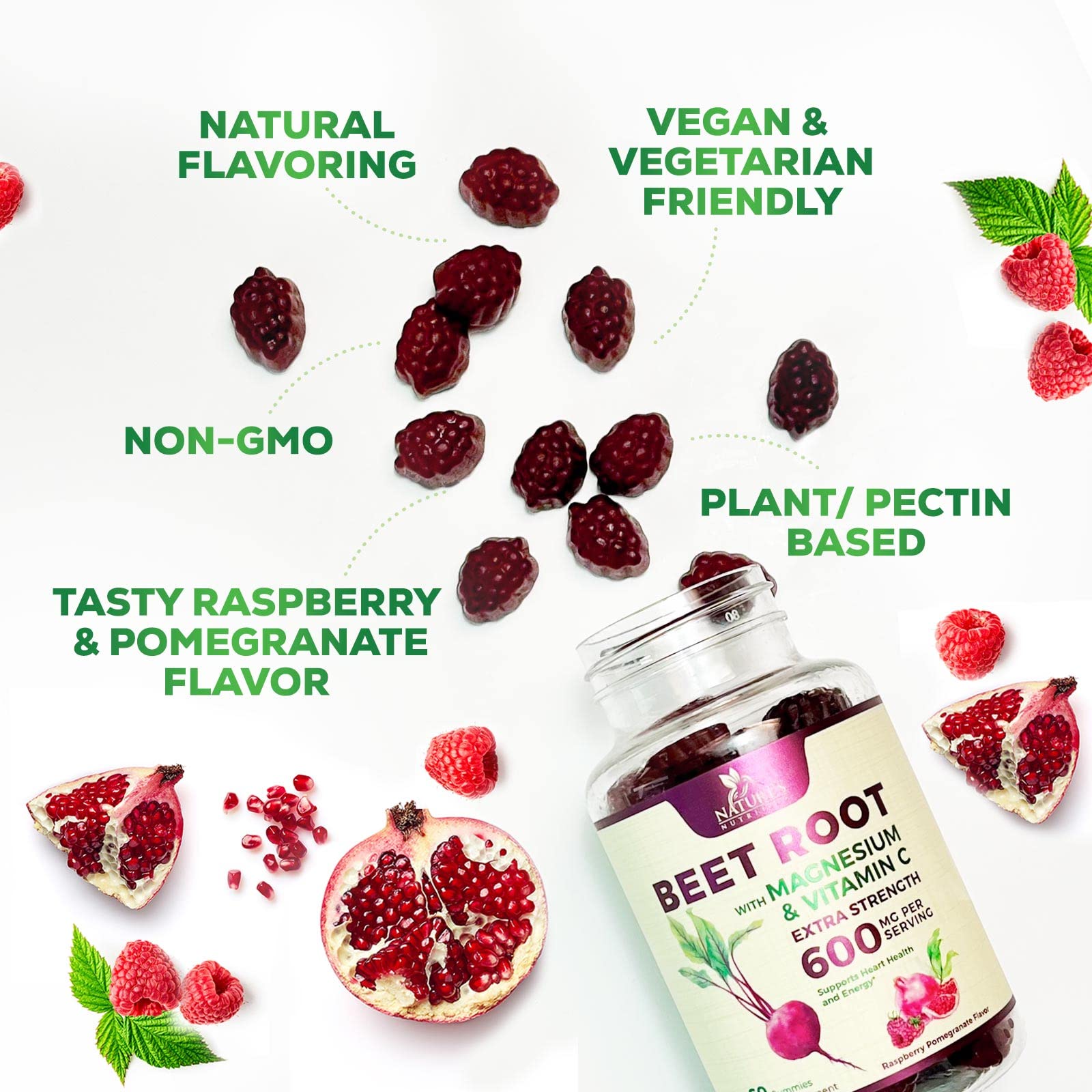 Nature's Nutrition Beet Gummies with Beetroot - Energy & Heart Health Support Nature's Nutrition uk supplements