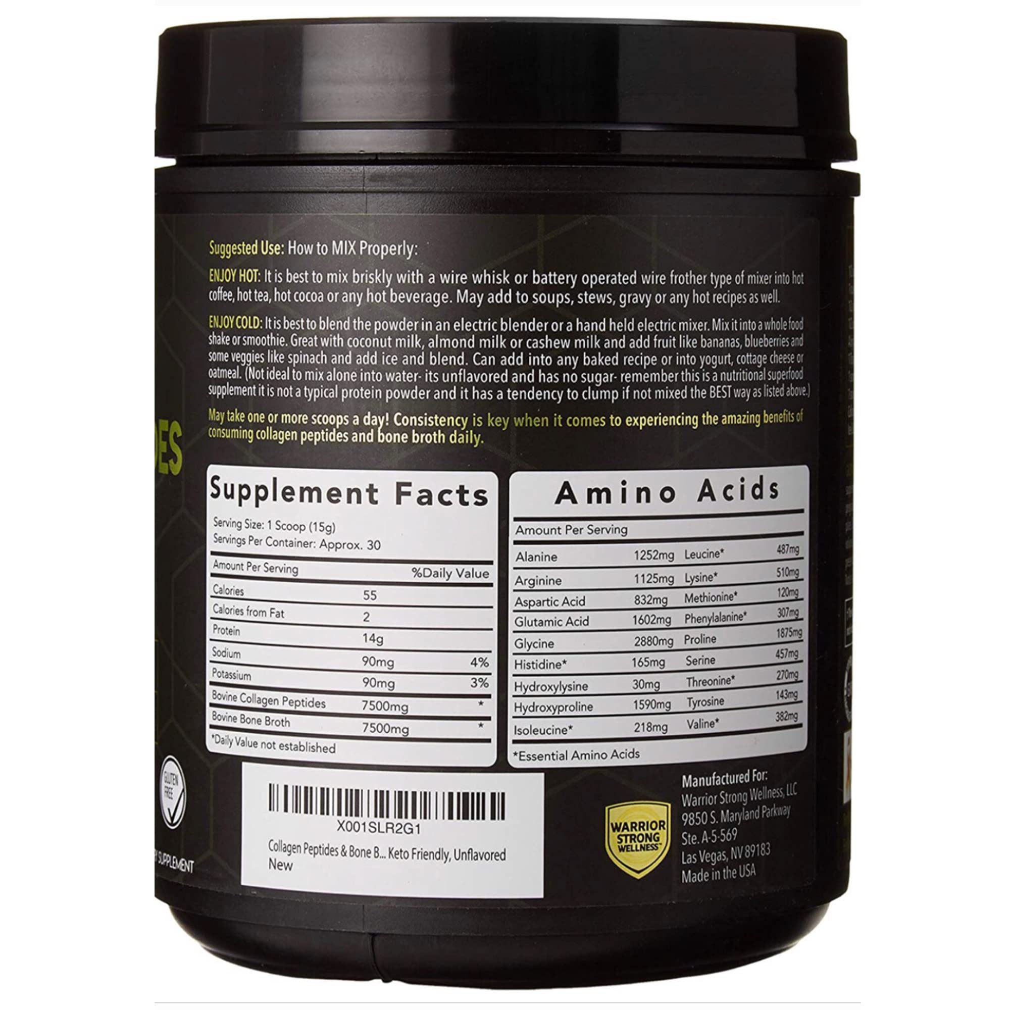 Warrior Strong Wellness Premium Collagen Peptides Bone Broth: Grass Fed Hydrolyzed Warrior Strong Wellness uk supplements