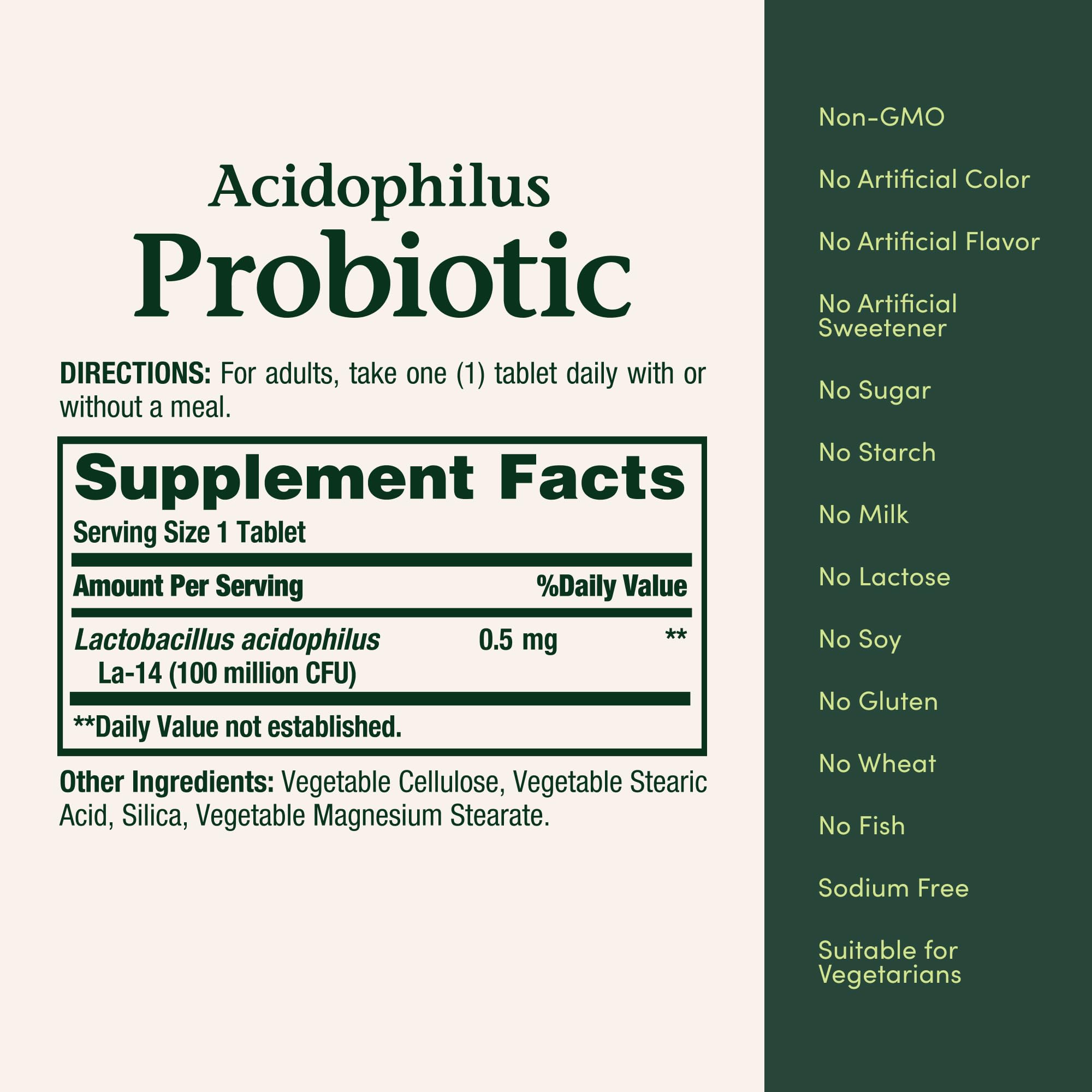 Nature's Bounty Lactobacillus Acidophilus Probiotic Supplement - Daily Probiotic for Women/Men Digestive Health, 100 Million Organisms, Vegetarian, 1 Serving per Day, 120 Tablets Nature's Bounty uk supplements