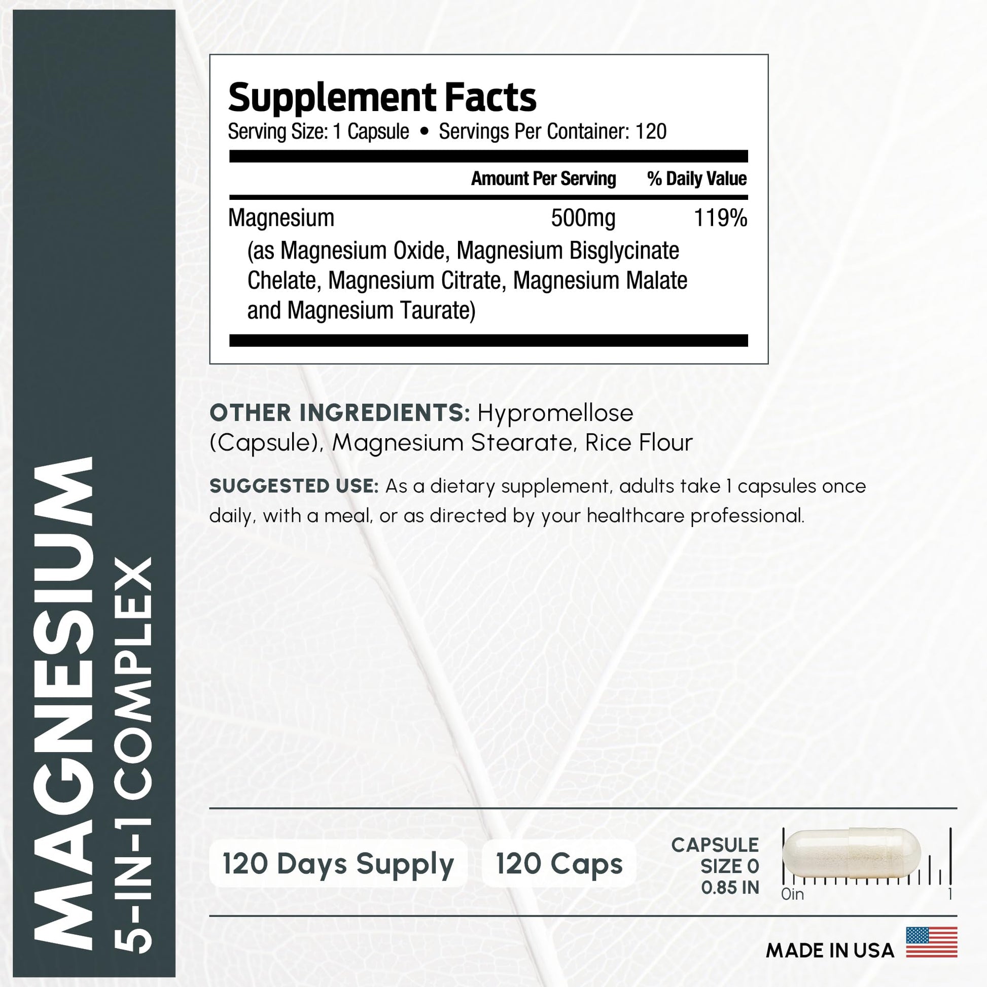 ForestLeaf Magnesium Complex for Women and Men - 500mg Magnesium Supplement for Sleep - 5-in-1 Chelated Magnesium Citrate, Bisglycinate, Malate, Taurate, Oxide (120 Ct) ForestLeaf uk supplements