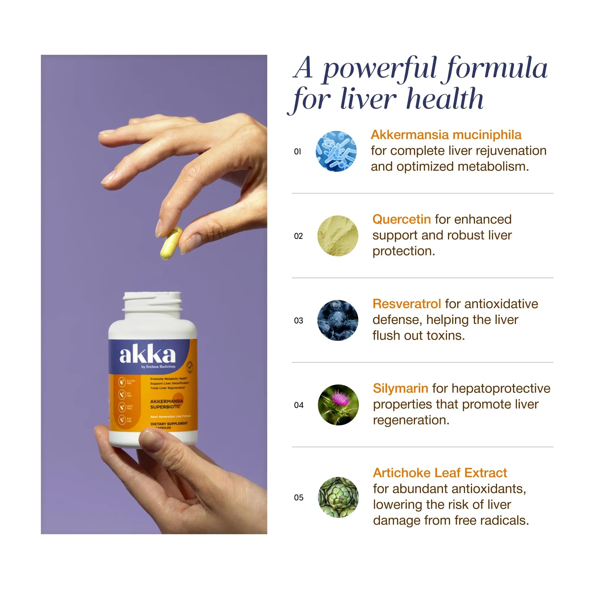 AKKA Premium Liver Cleanse Detox & Repair Superbiotic - Supports Liver Health & Function, Boosts Energy, Digestion & Metabolism with Bioavailable Pasteurized Akkermansia, Non-GMO, Gluten-Free, 60 Caps AKKA uk supplements