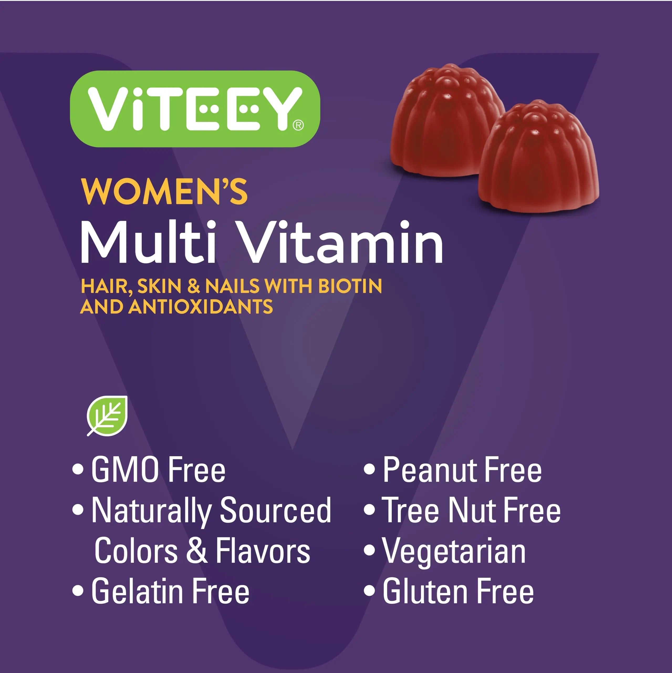Viteey Womens Multivitamin Gummies - Immune Support - 12 in 1 Essential Vitamins & Minerals - Vitamin A, C, D3, E, B6, B12, Folic Acid, Biotin, Calcium Viteey uk supplements