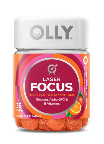 OLLY Laser Focus Gummy, Ginseng, Alpha GPC, B Vitamins, Berry Tangerine Flavor OLLY uk supplements