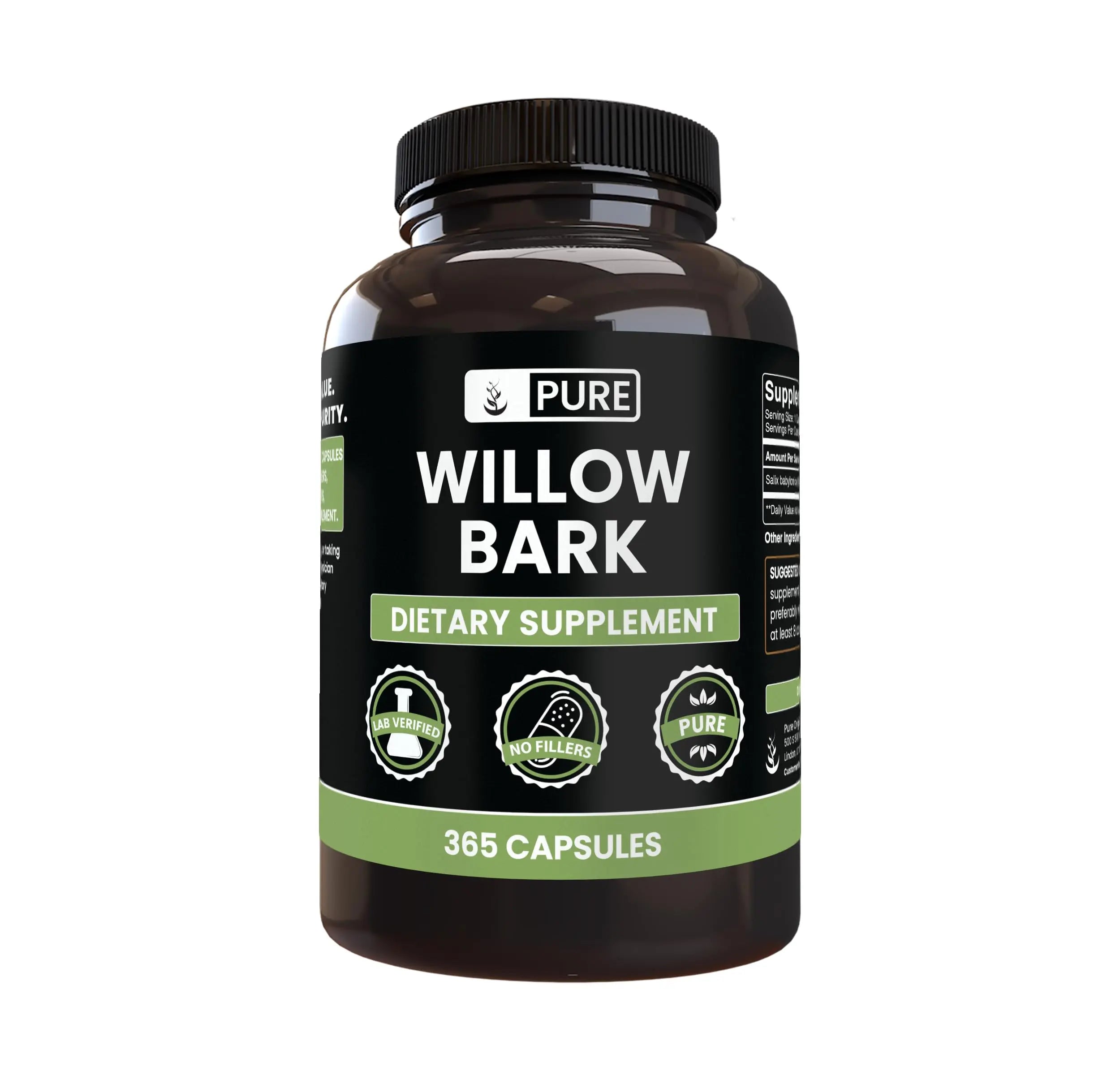 PURE ORIGINAL INGREDIENTS Willow Bark Extract (365 Capsules) No Magnesium Or Rice Fillers, Always Pure, Lab Verified PURE ORIGINAL INGREDIENTS uk supplements