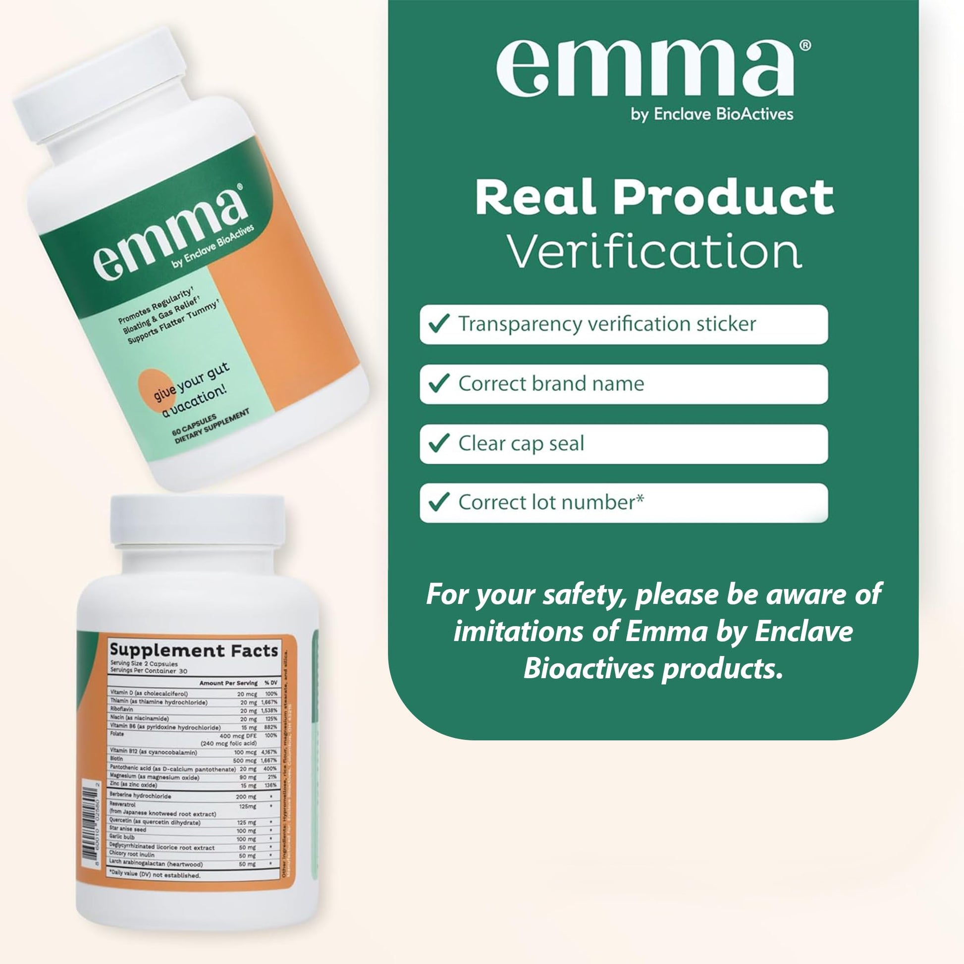 Emma Gut Health - 2 Pack - Gas and Bloating Relief, Constipation, Leaky Gut Repair - Gut Cleanse & Restore Digestion - Regulate Bowel Movement. Probiotics and Laxative Alternative, 120 Capsules Emma uk supplements