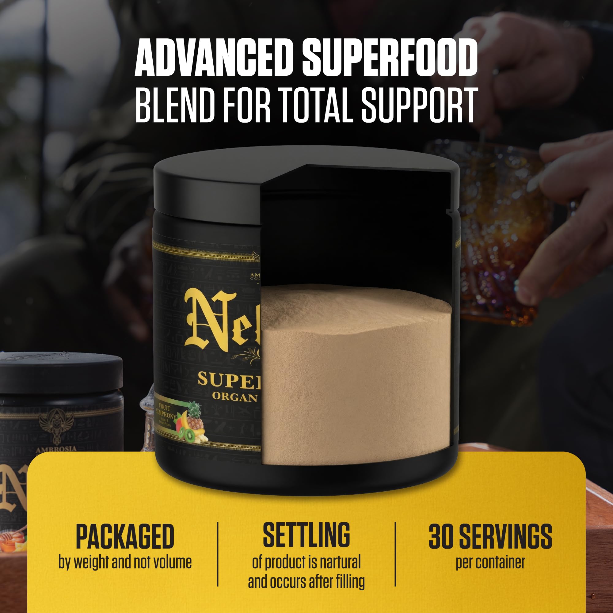 Ambrosia Superfood Organ & Cycle Support Powder | Liver & Kidney Support with Milk Thistle, Red Yeast Rice & CoQ10 | 13 Superfood Ingredients | 30 Servings | Honey Lemon Ambrosia uk supplements