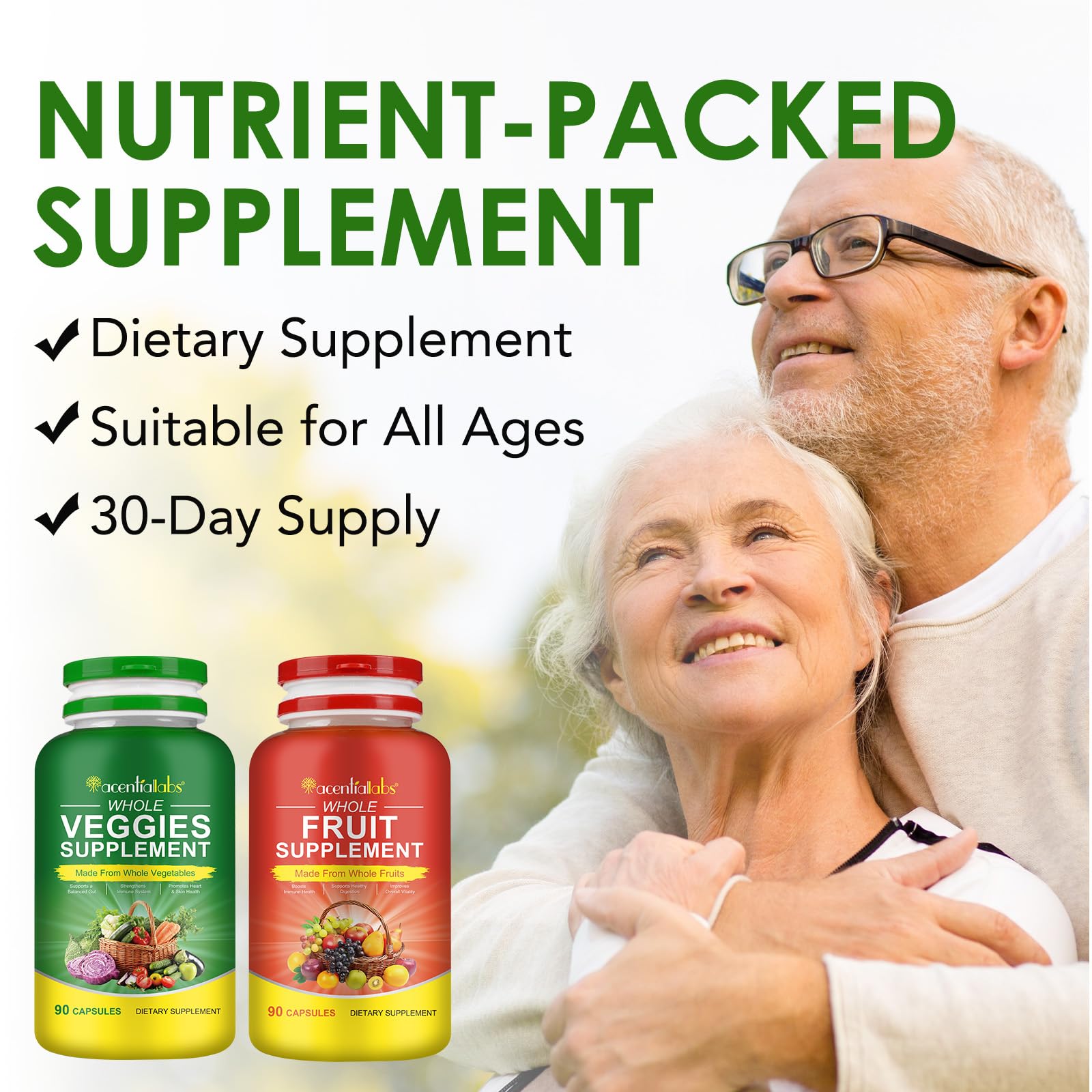 Fruit & Veggies Capsules | Daily Fruit & Vegetable Blend | 2 Bottles – 180 Vegetarian Capsules | Plant-Based Superfood Formula | Non-GMO, Gluten Free Generic uk supplements