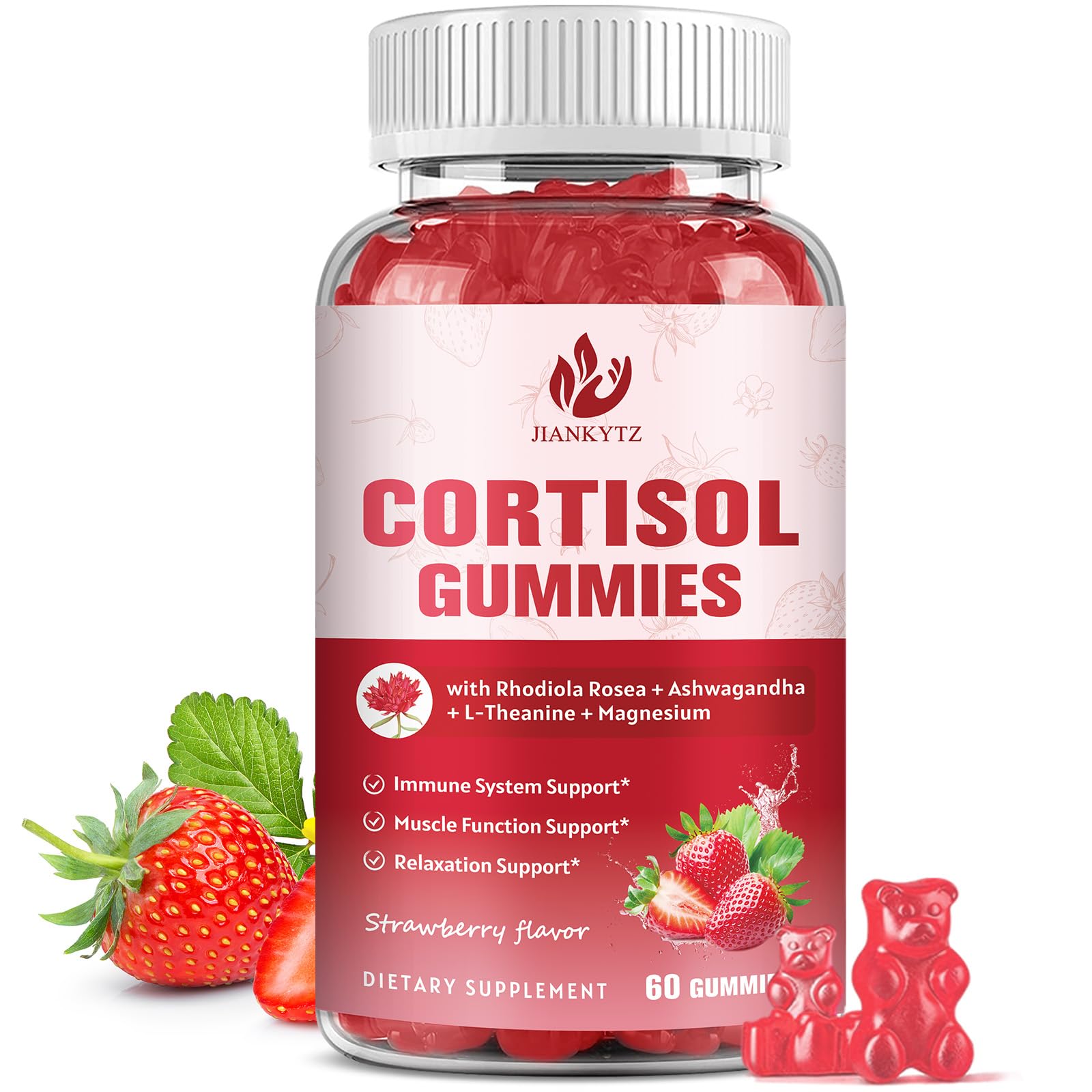 JIANKYTZ Cortisol Gummies for Women with Ashwagandha, Rhodiola Rosea, L-Theanine, Magnesium, Vitamin D3 for Zzz Support, Balanced Cortisol, Vegan, 60 Gummies JIANKYTZ uk supplements