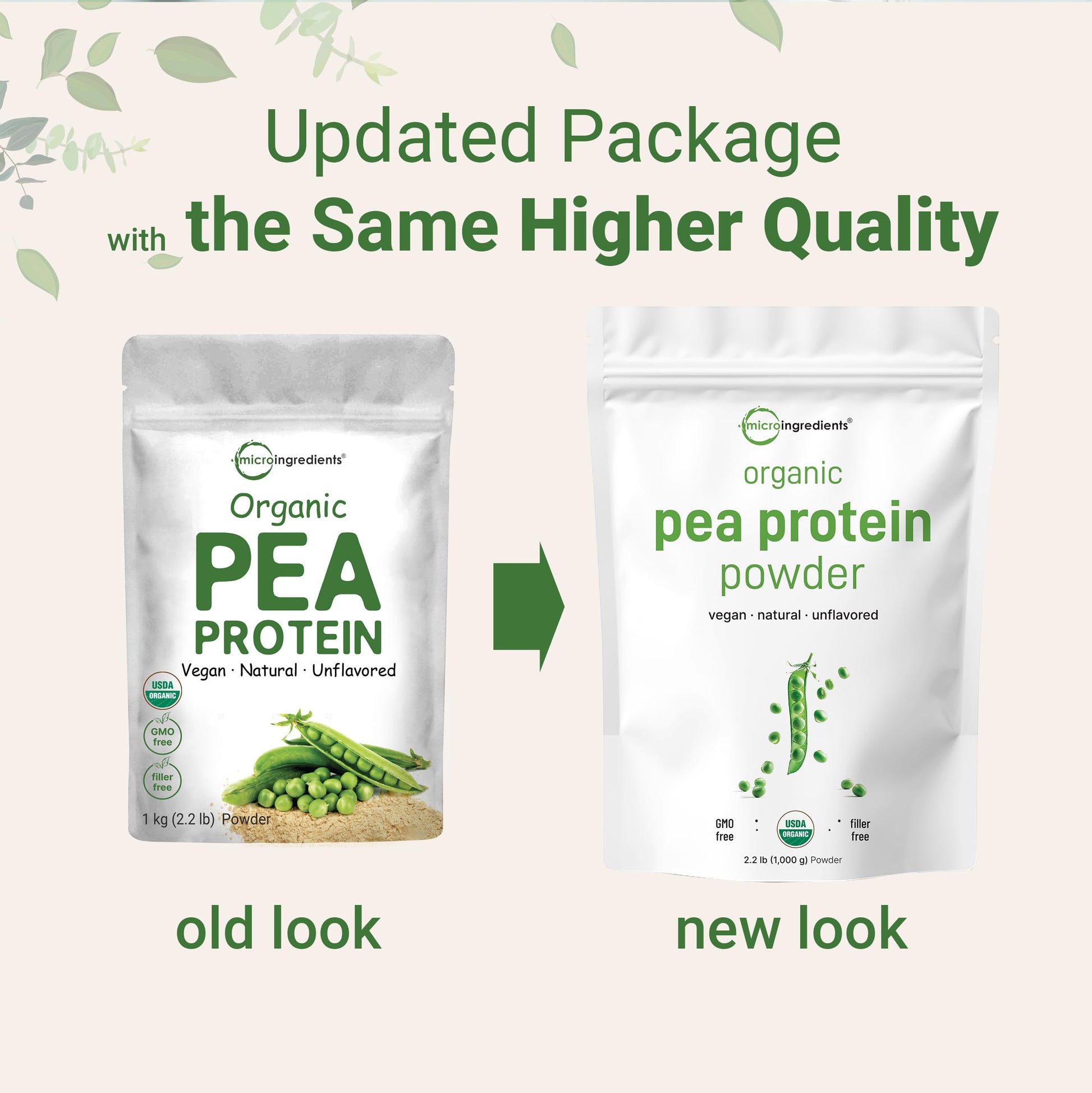 North America Grown, Organic Pea Protein Powder, 1KG (2.2 Pounds) | Plant-Based Vegan Protein, Meatless Protein Supplement, Natural Branched Chain Amino Acids | Non-GMO, Soy Free Micro Ingredients uk supplements