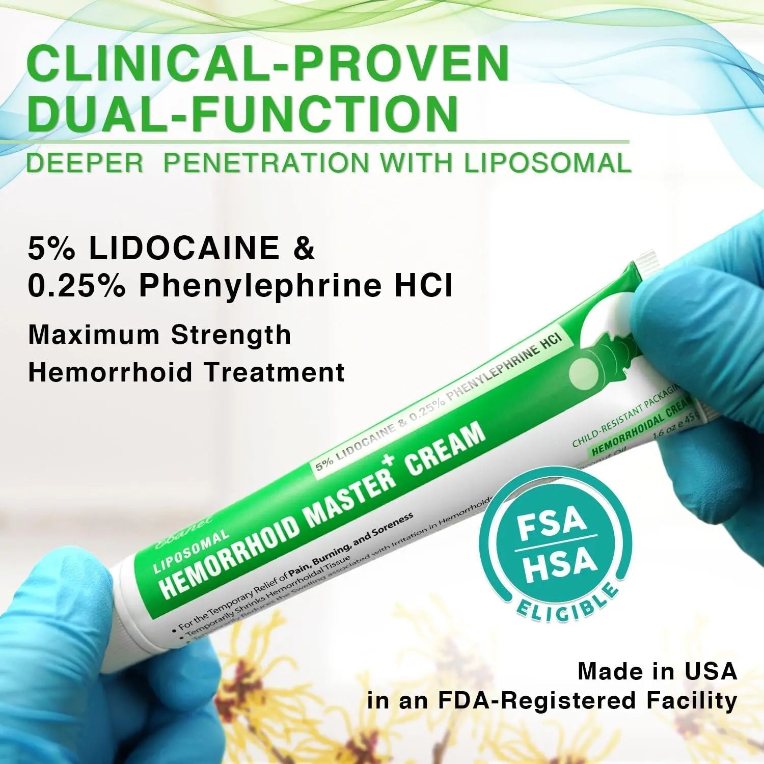 Ebanel 5% Lidocaine Hemorrhoid Treatment Cream with Witch Hazel, Phenylephrine, Horse Chestnut, Vitamin B6, Zinc Oxide, External and Internal Hemorrhoids Treatment Burn Itch Pain Relief Anal Cream Ebanel uk supplements