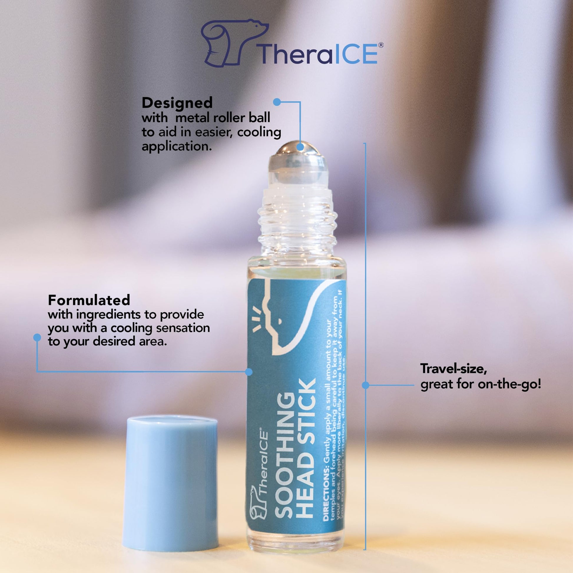 TheraICE Soothing Head Stick 10 ml (.33-Oz) Essential Oil Roll on Aromatherapy TheraICE Rx uk supplements