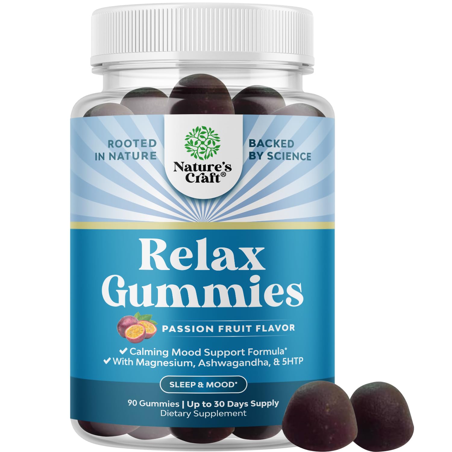 Pure Calm and Relaxing Magnesium Supplement - Magnesium for Stress Support & Rest Ease for Adults - High Absorption Mg Citrate Gummies with L Theanine & Ashwagandha for Muscle Cramps - 90 Count Natures Craft uk supplements