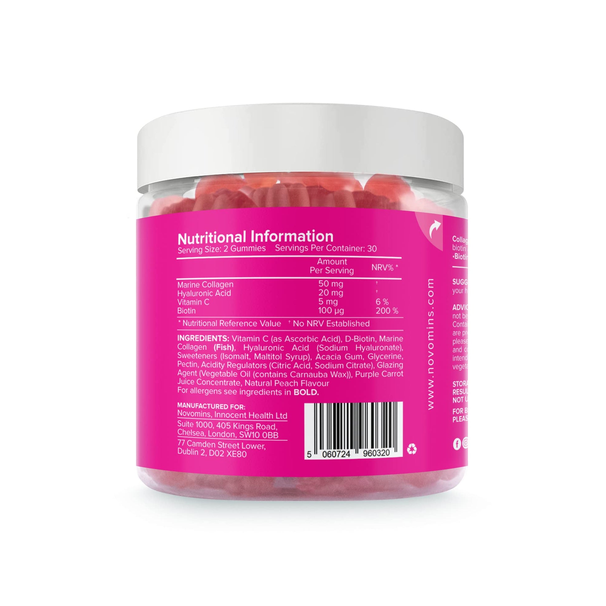 Collagen Gummies - Sugar Free Marine Collagen Gummies - Superior Type 1 Hydrolysed Collagen novomins uk supplements